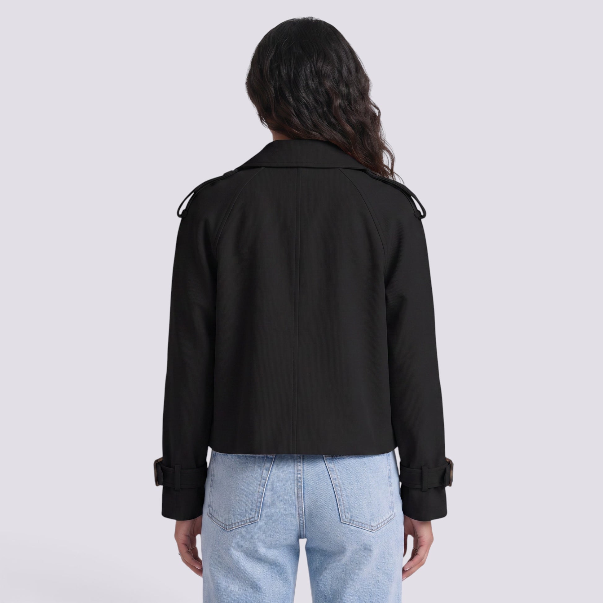 Chaqueta Mujer Estilo Gabardina Corta Doble Botonadura