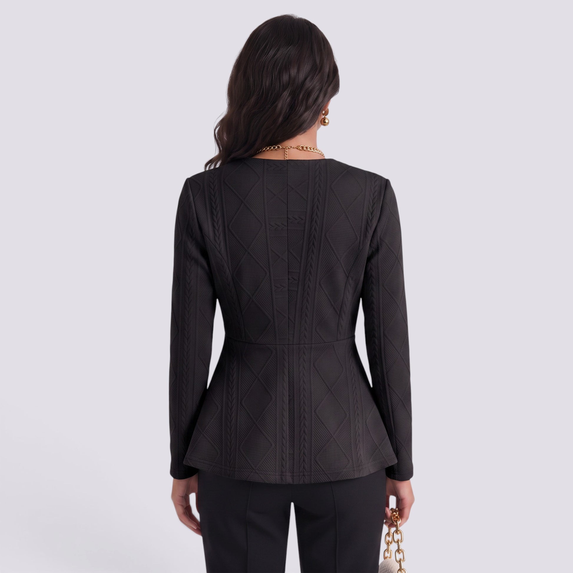 Blazer Mujer Entallado Jacquard Textura