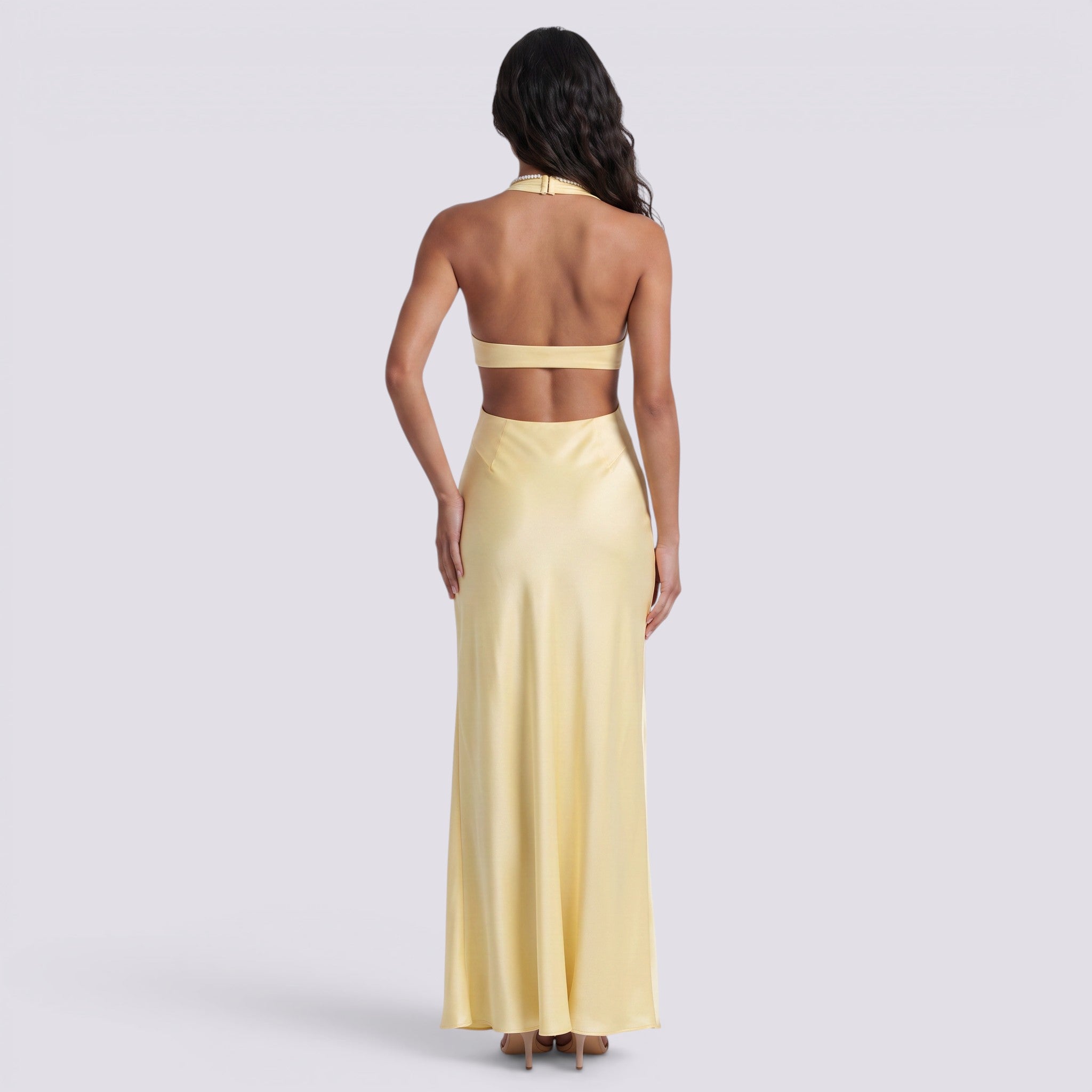 Vestido Largo Mujer Halter de Fiesta Abertura