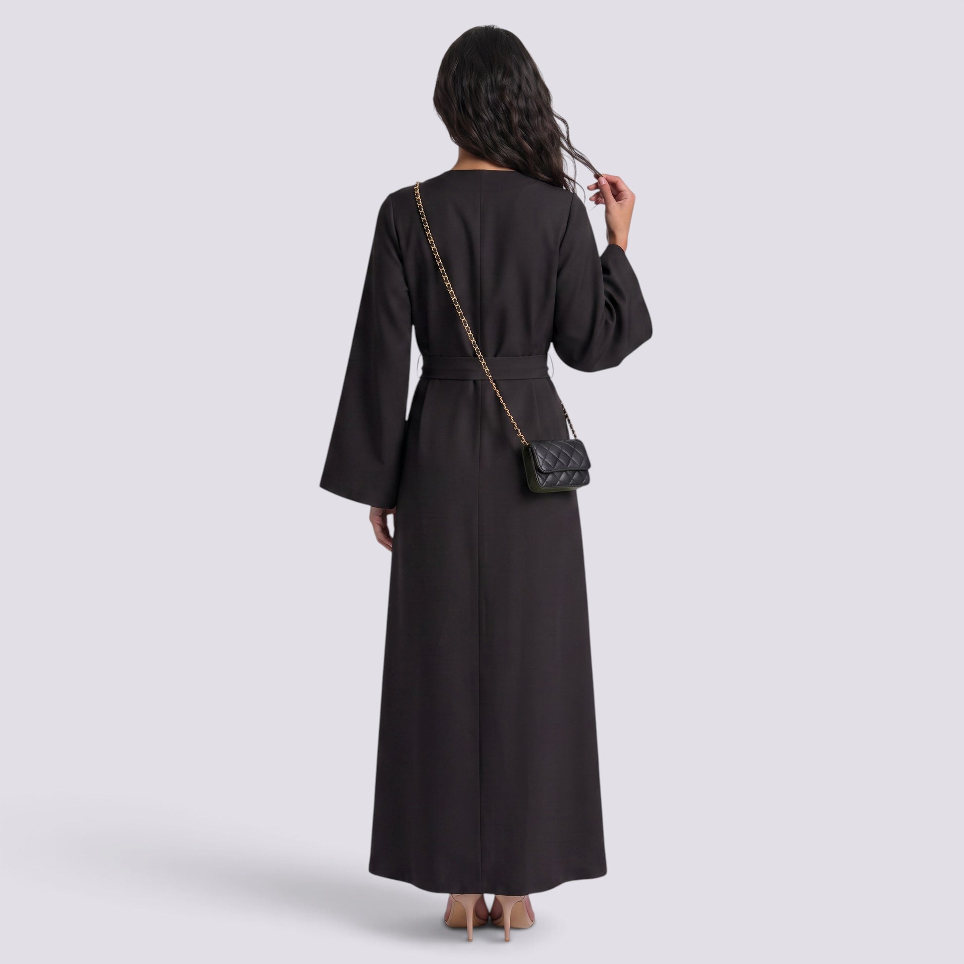 Vestido Largo Mujer Manga Larga con Cordones