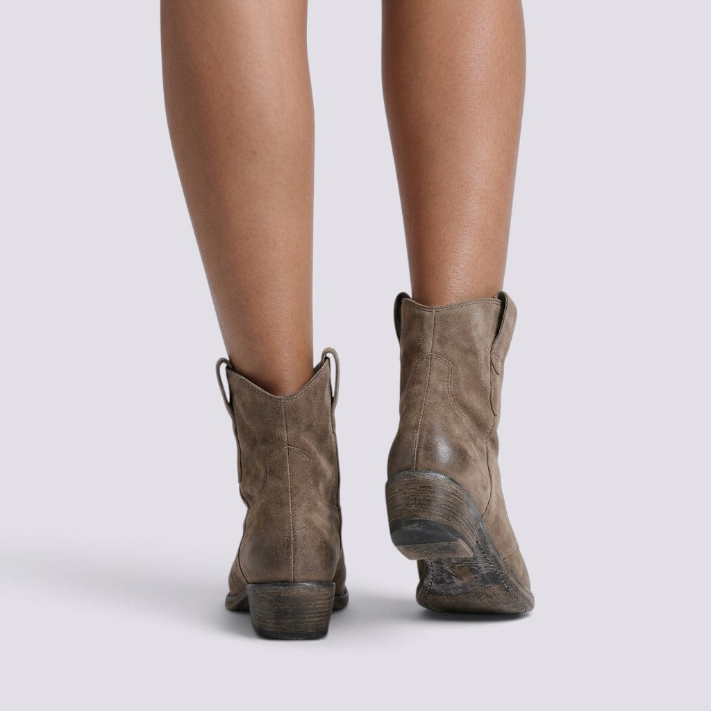 Botines Mujer Ante Tacón Cuadrado