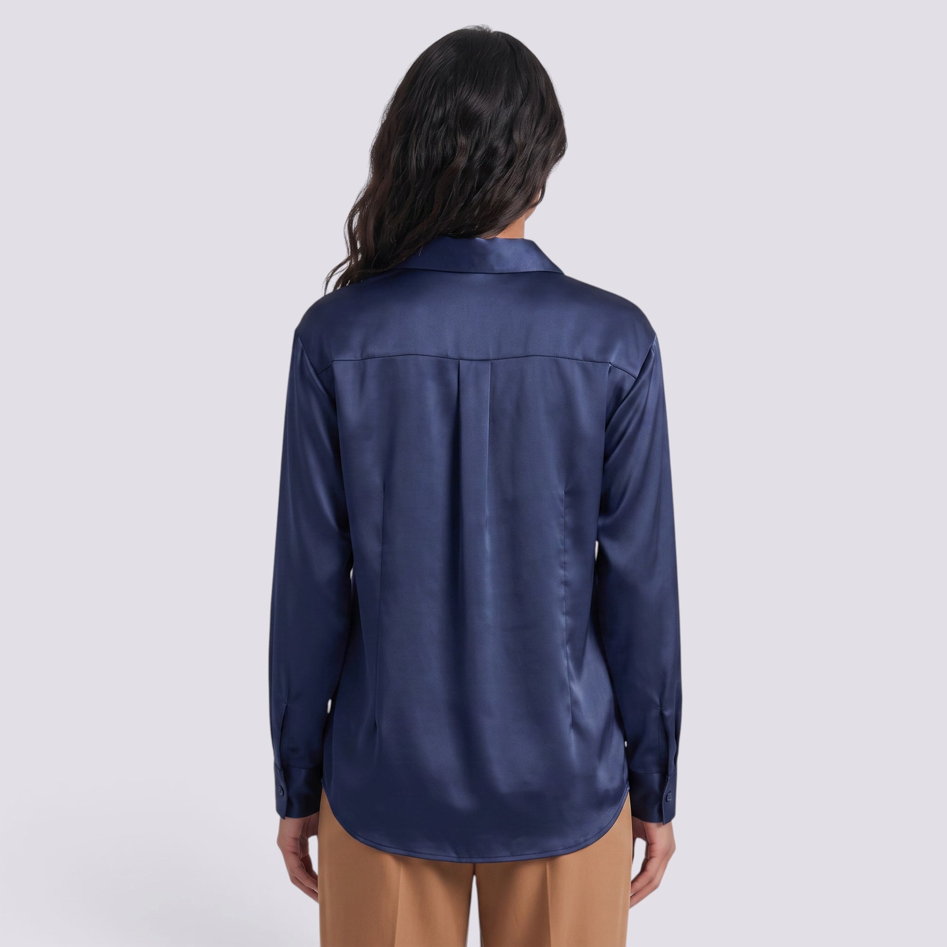 Camisa Satinada Mujer Manga Larga