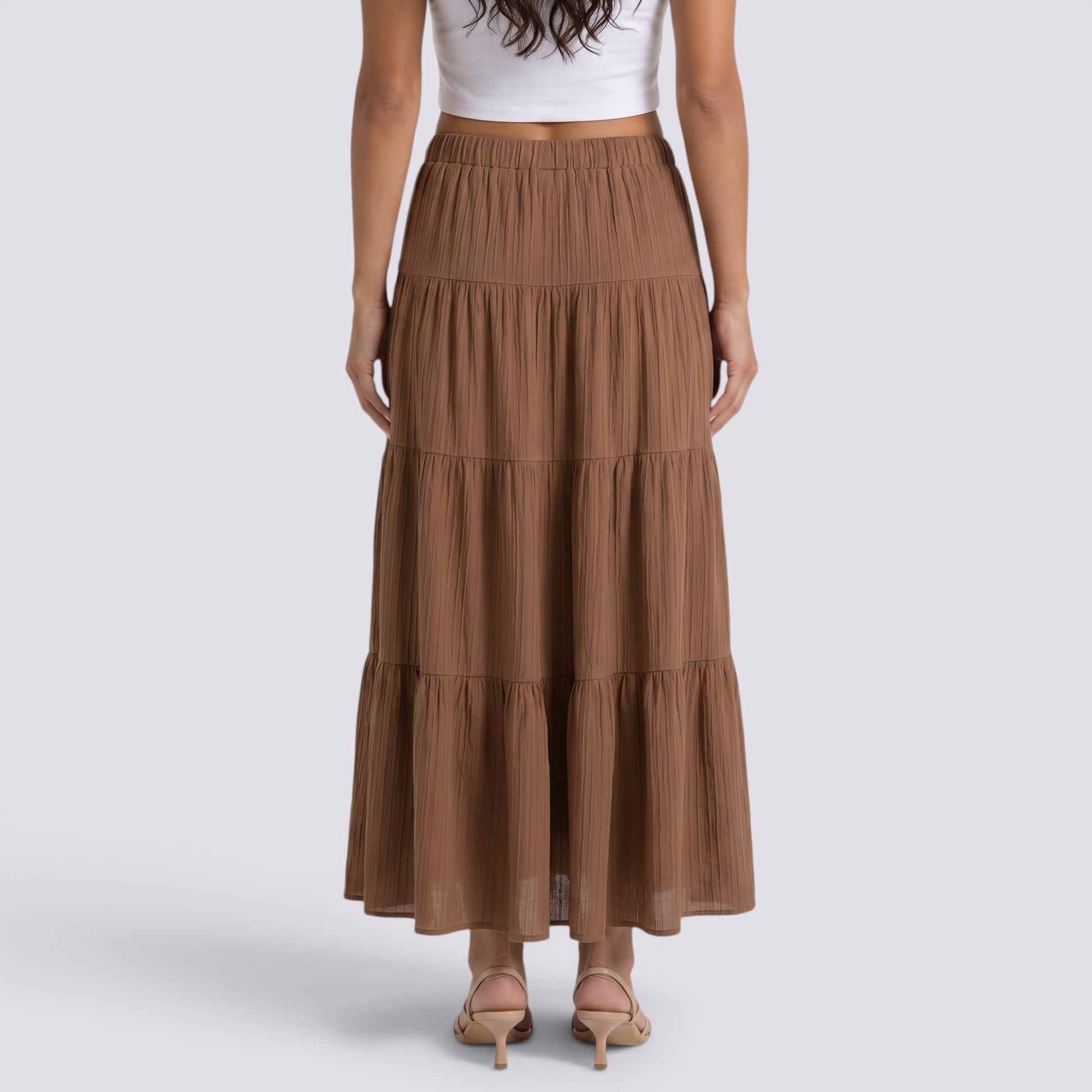 Falda Midi Mujer Cintura Alta Elegante Verano