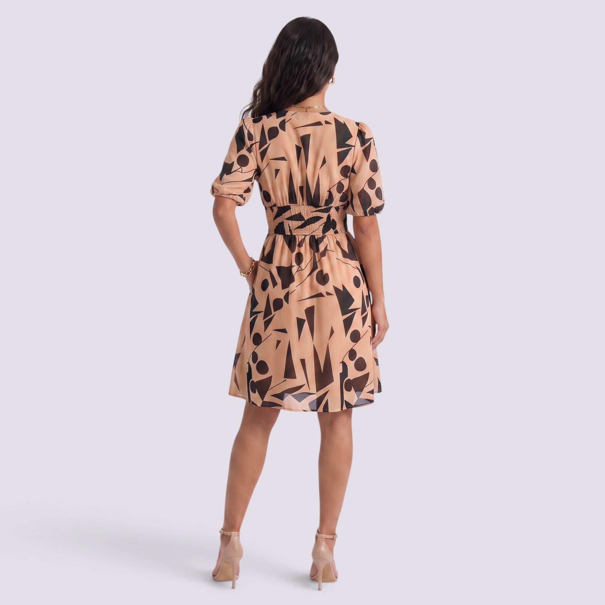 Vestido Corto Mujer Escote V Entallado