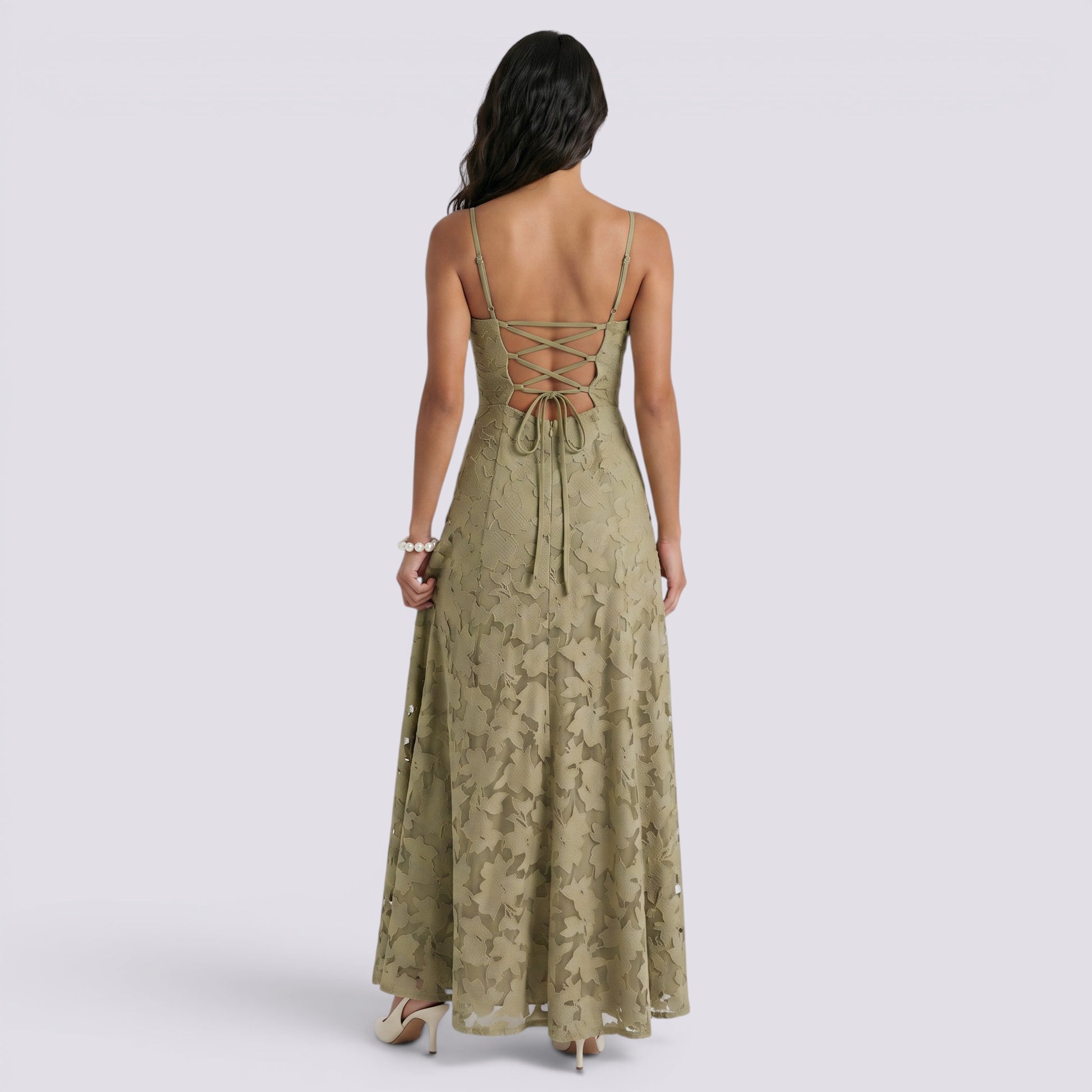 Vestido Largo Mujer Invitada Espalda Descubierta
