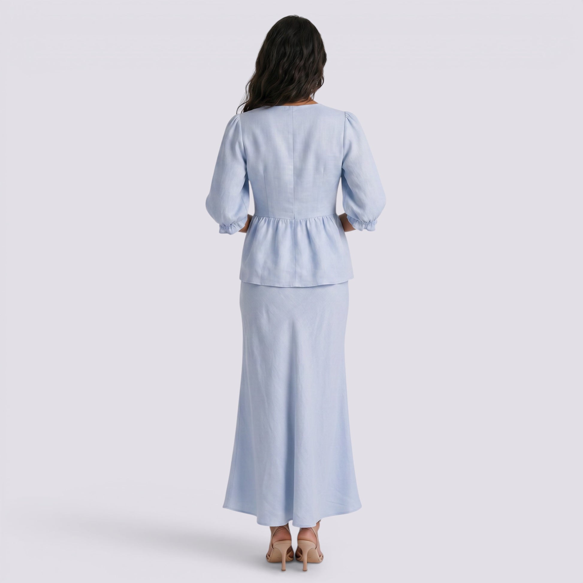 Conjunto Top Cruzado Manga Globo Mujer