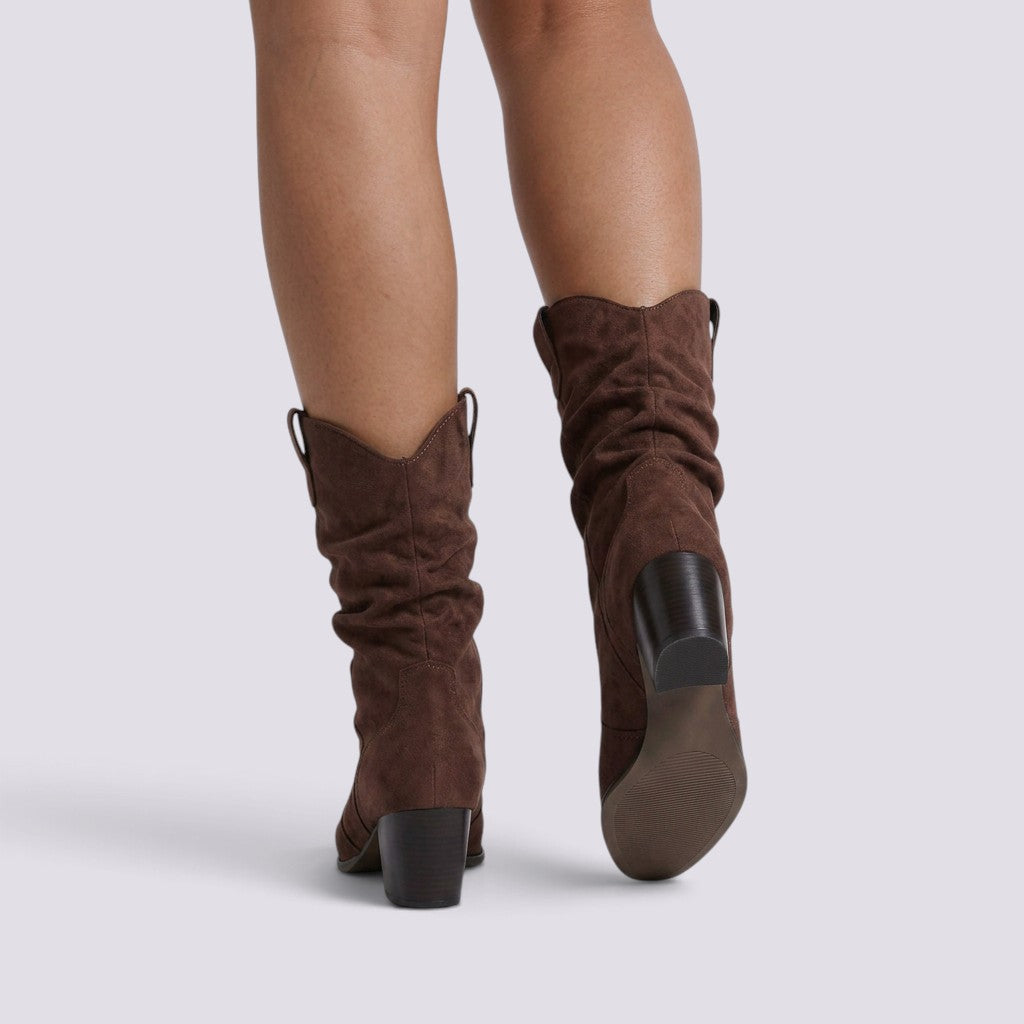 Botines Mujer Tacón Grueso Elegantes Media Caña
