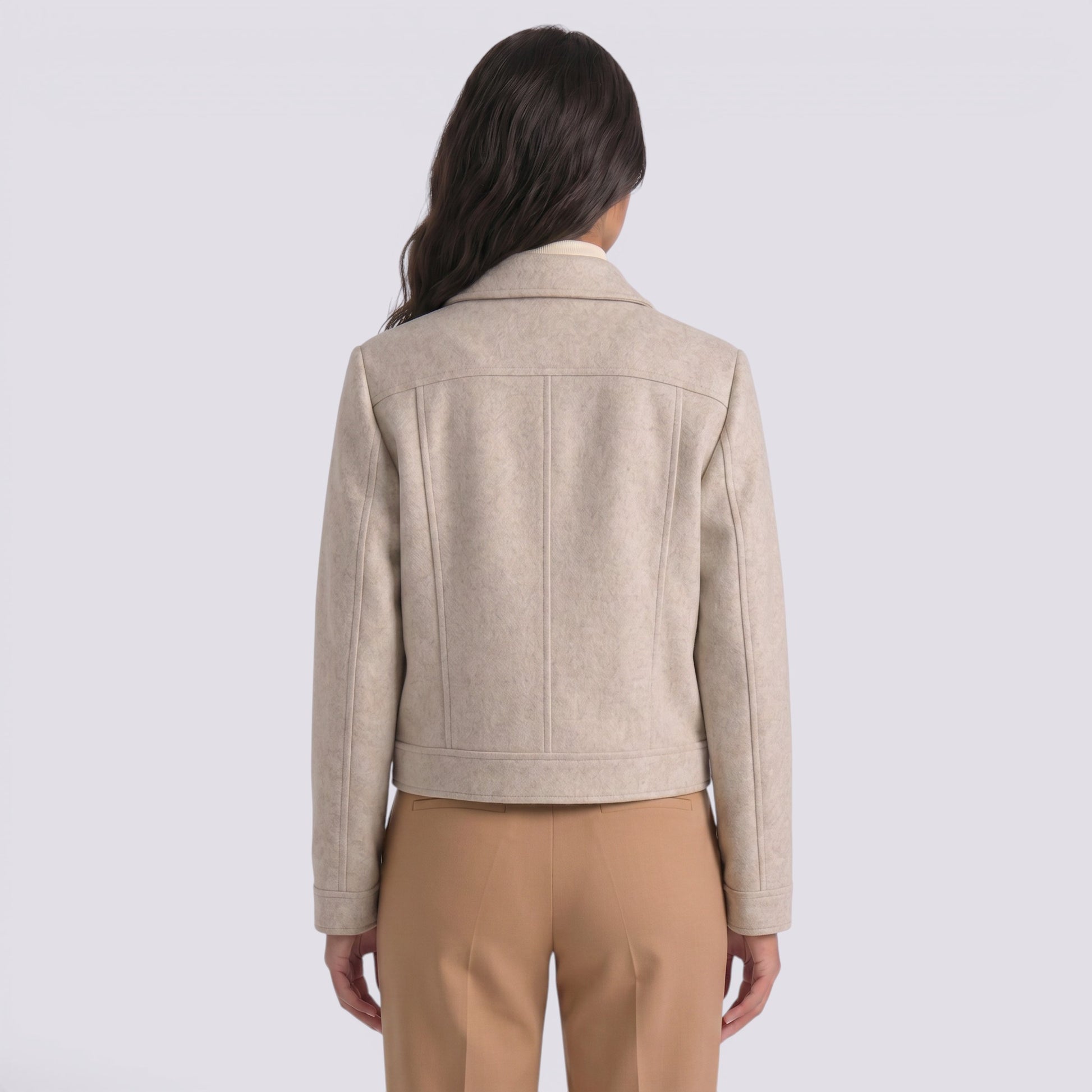 Chaqueta Mujer Corta con Cremallera Frontal