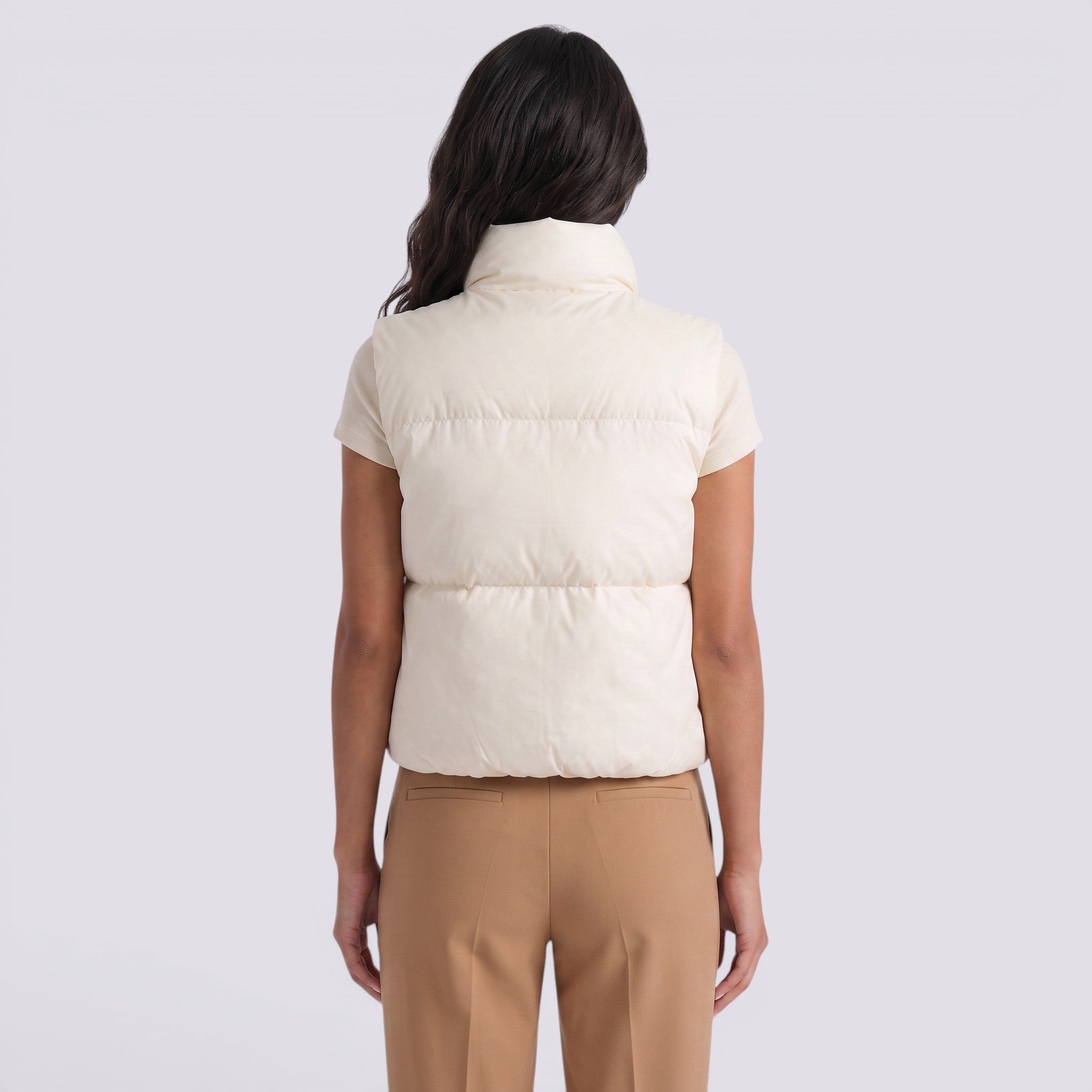 Chaleco Acolchado Corto Mujer Cuello Alto