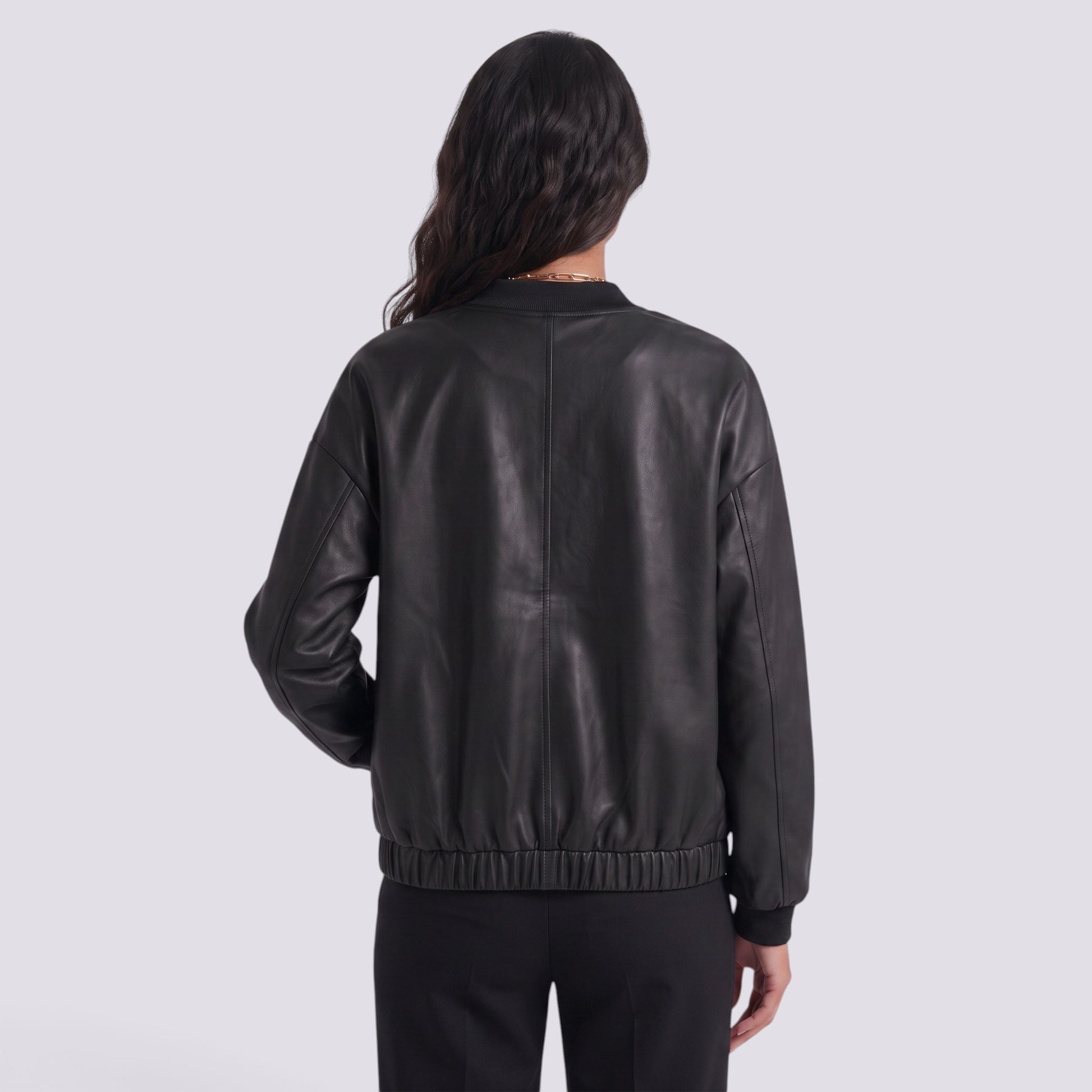 Chaqueta Cuero Mujer Corta Motera Efecto Piel