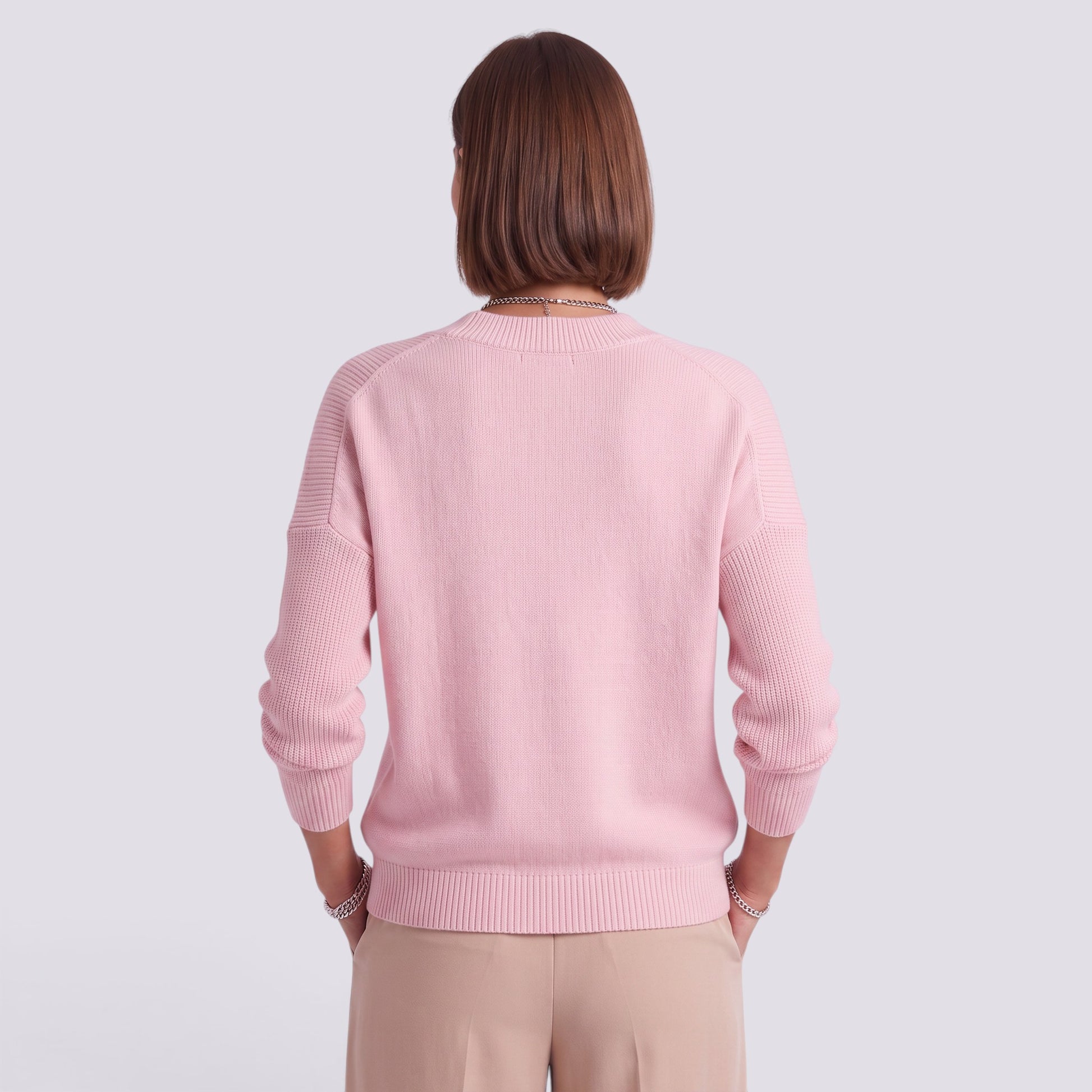 Jersey Mujer Cuello Pico Punto Holgado