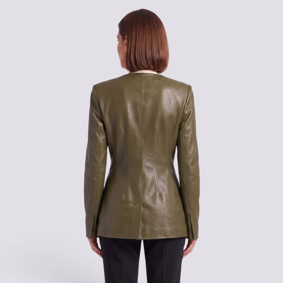 Chaqueta Mujer Efecto Piel Entallada Cuello Pico