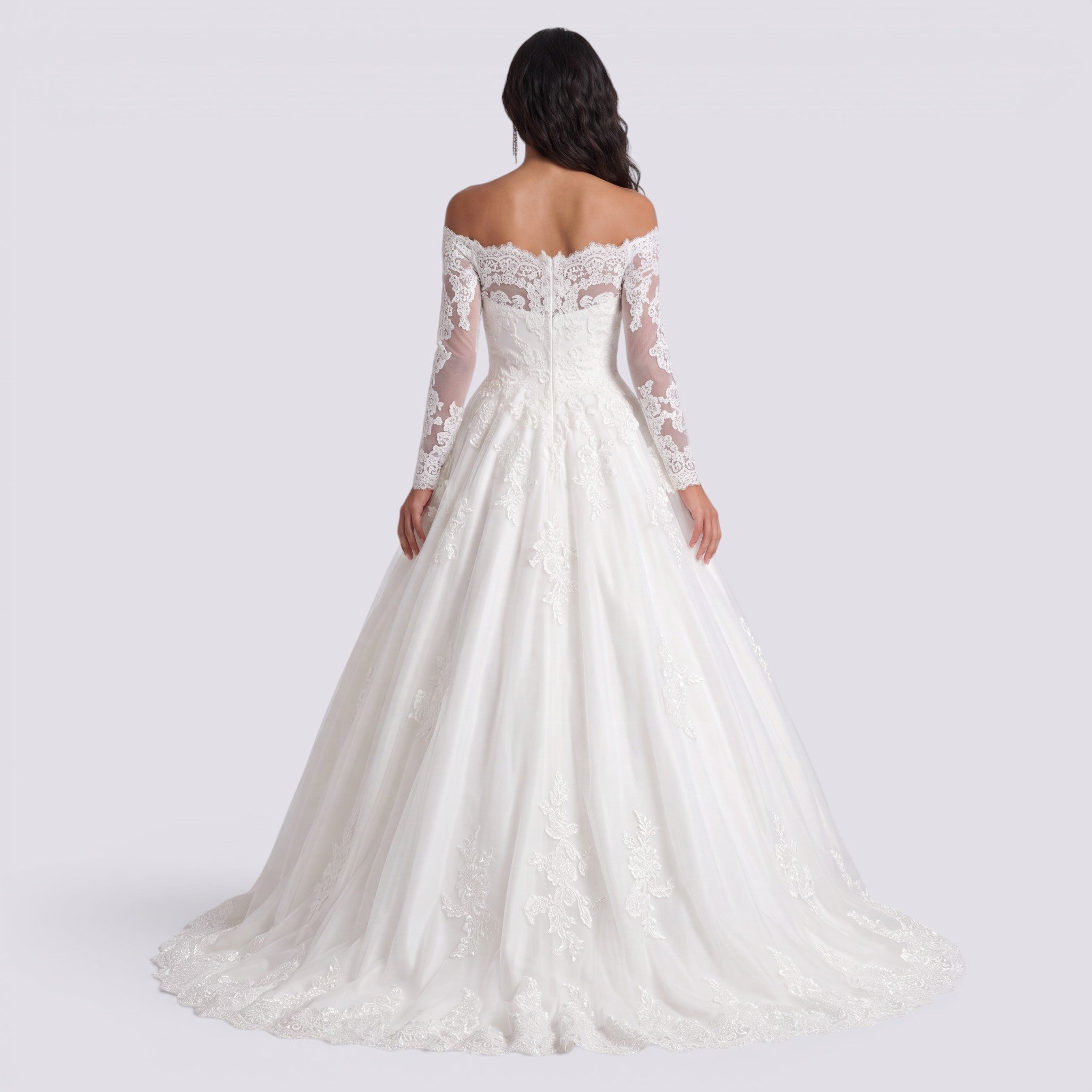 Vestido de Novia Mujer Manga Larga Cola