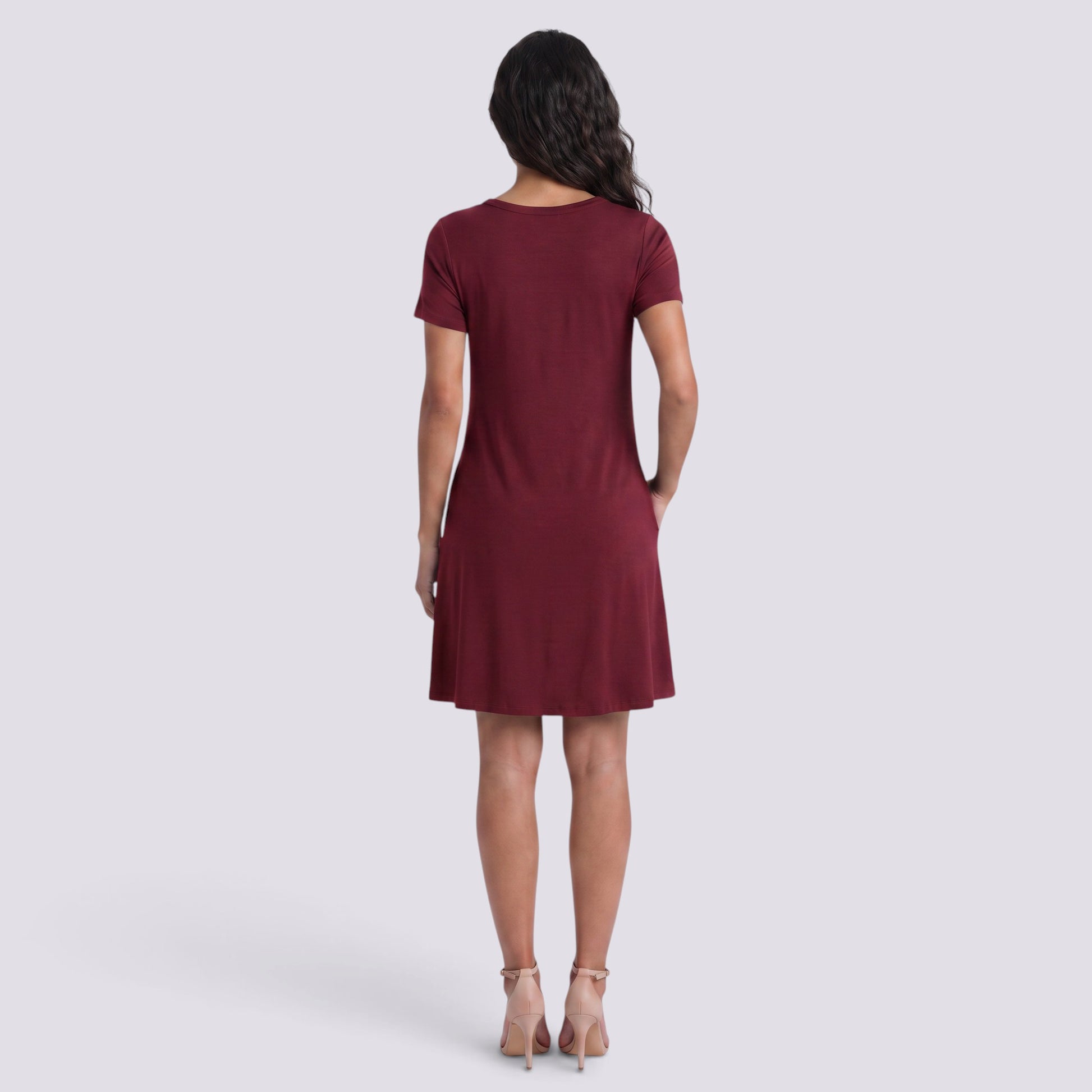 Vestido Corto Mujer Cuello Redondo Línea A