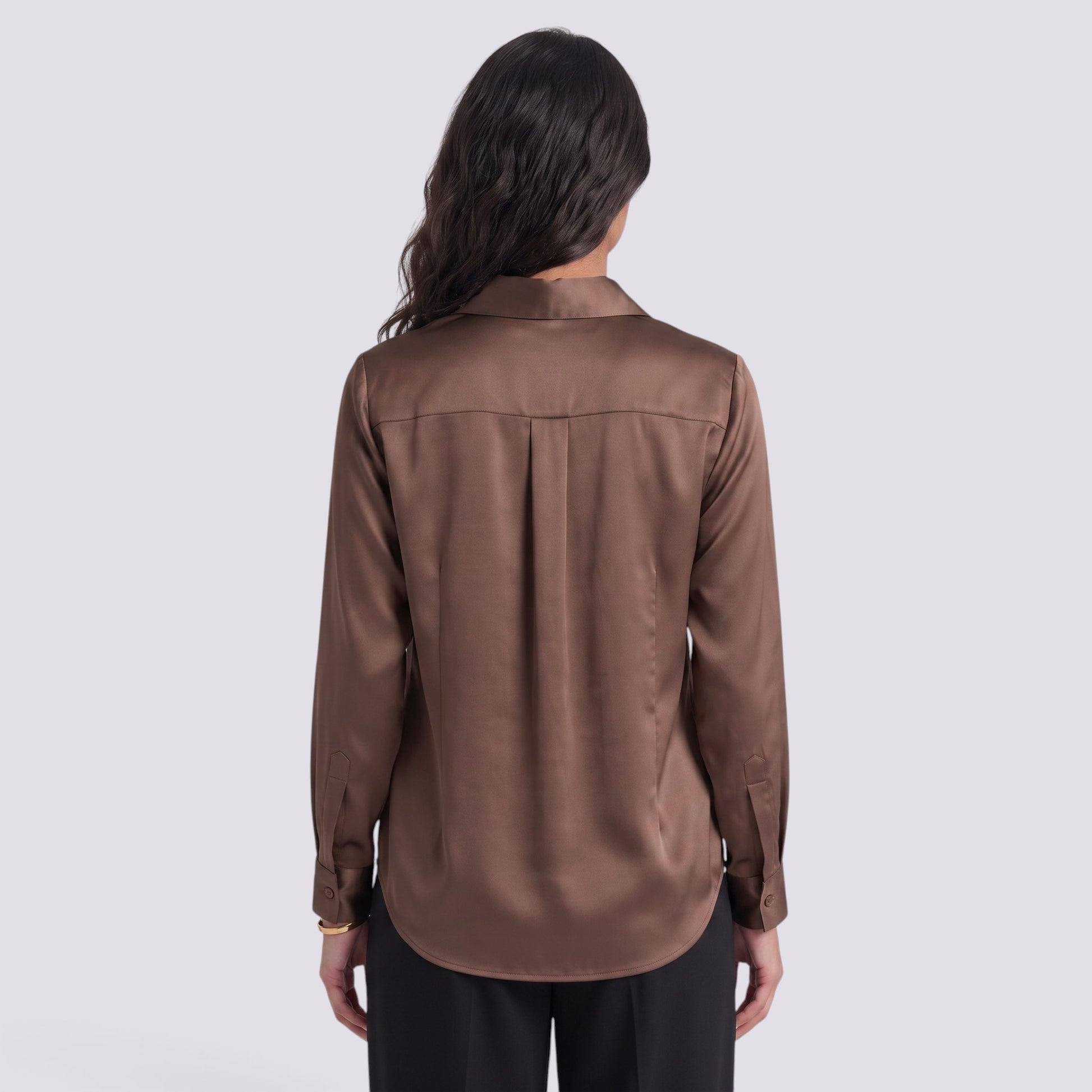 Camisa Satinada Mujer Manga Larga