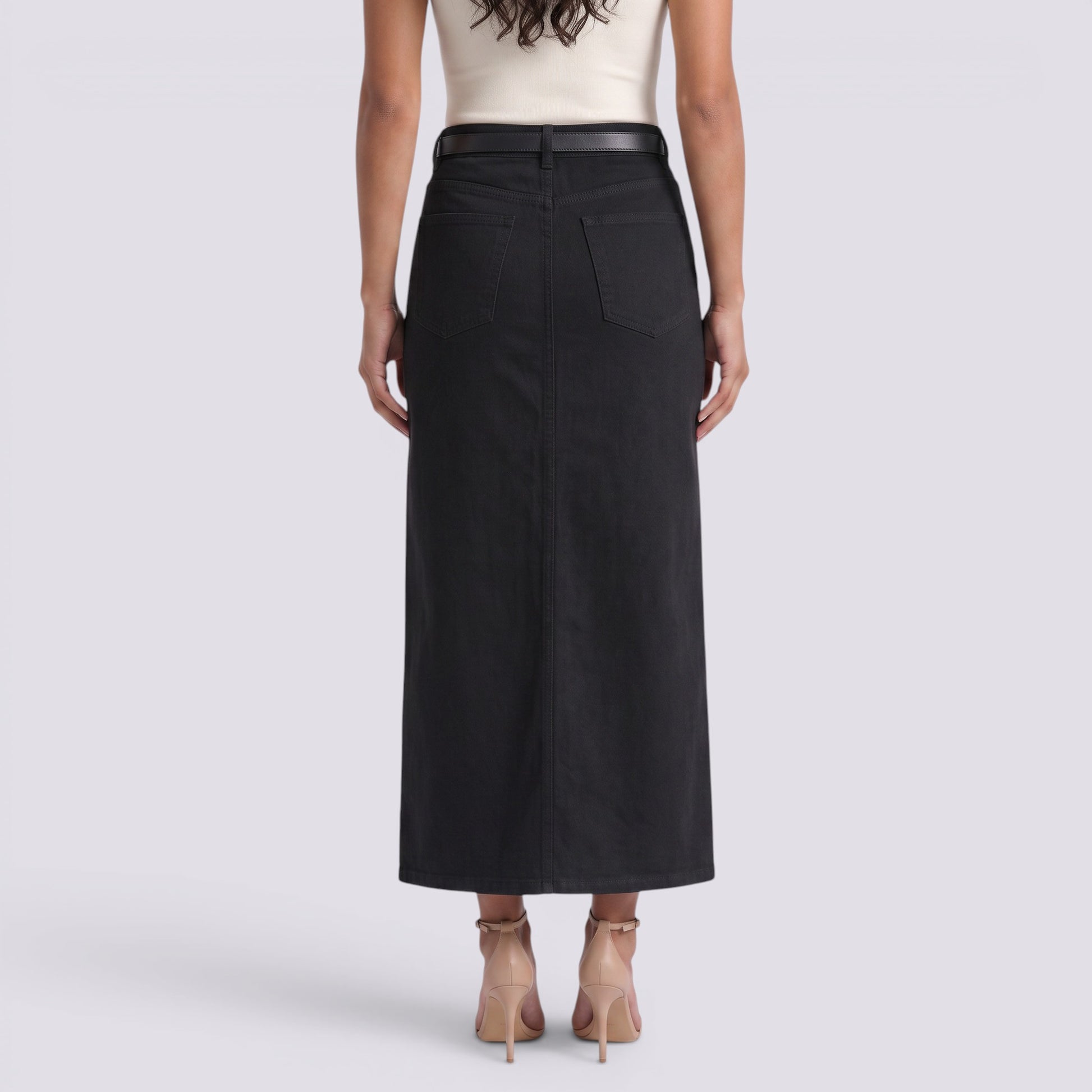 Falda Vaquera Midi Mujer Tiro Alto Vintage