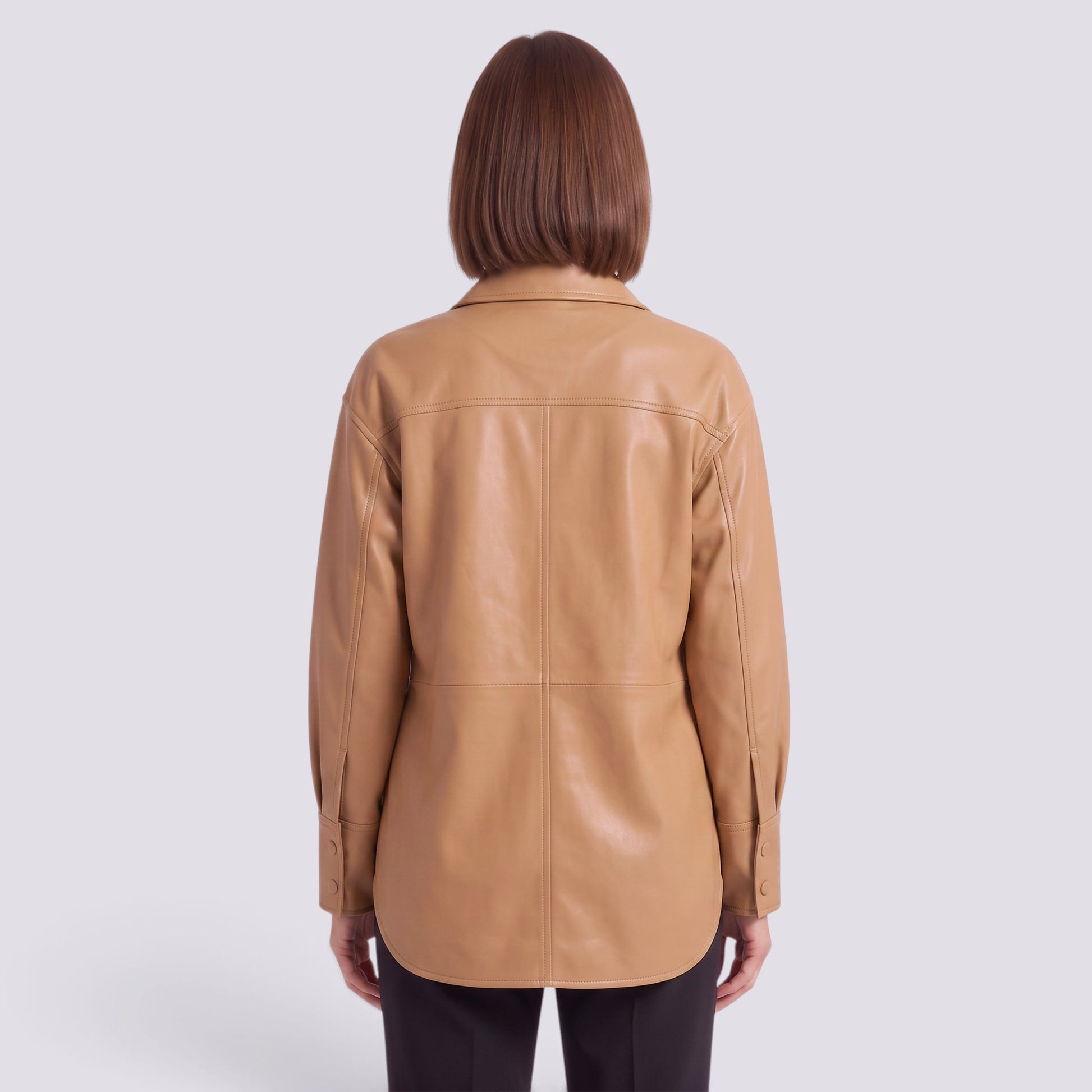 Chaqueta Mujer Efecto Piel con Cinturón Entallada