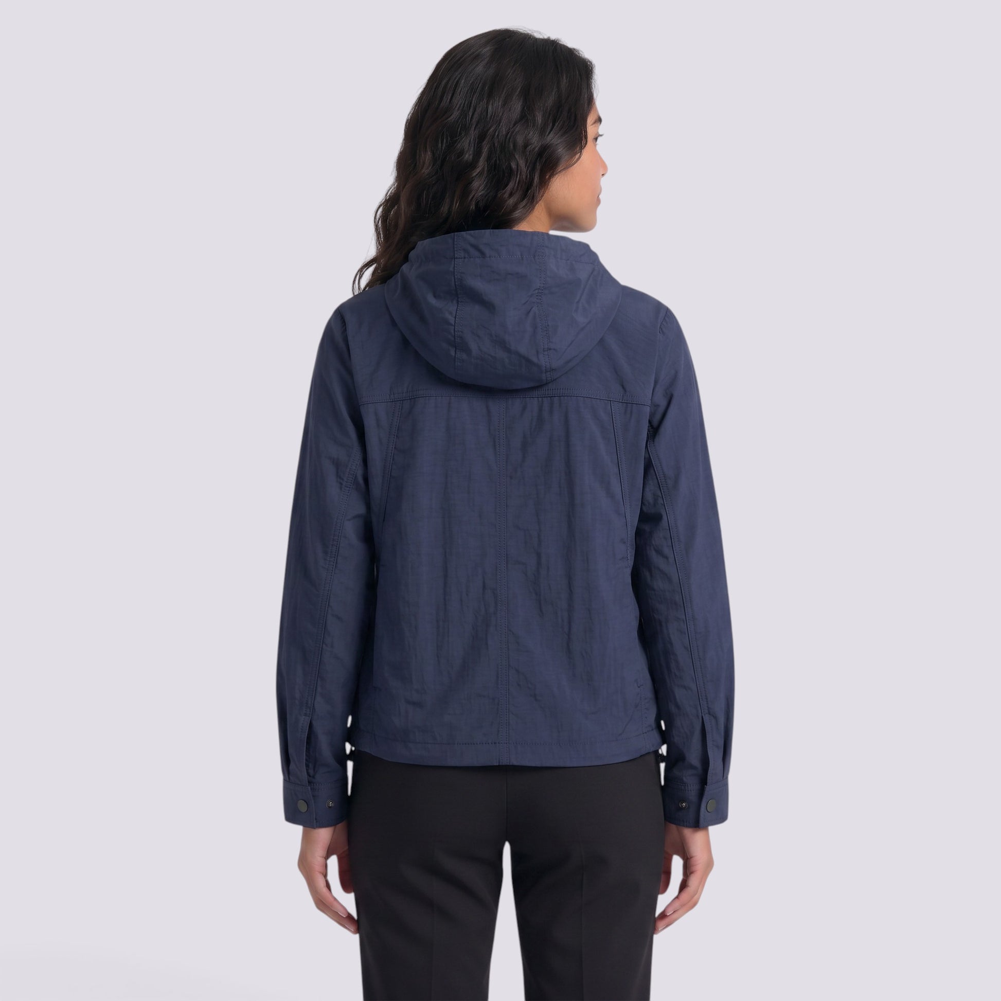 Abrigo Mujer Oversize con Capucha Holgada Bicolor
