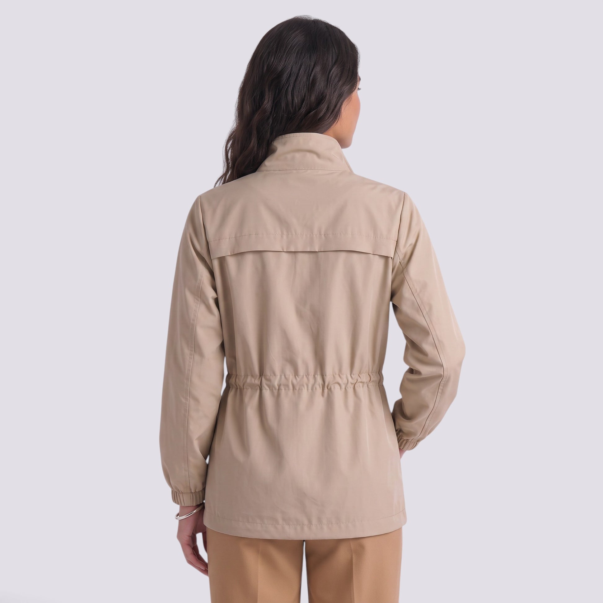 Gabardina Mujer Entallada Elegante Cuello Alto
