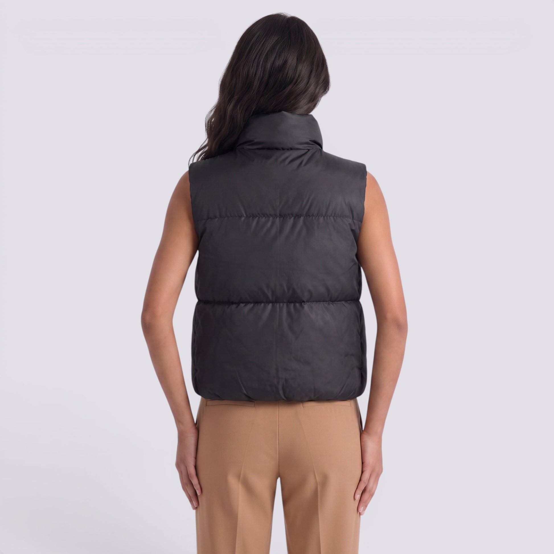 Chaleco Acolchado Corto Mujer Cuello Alto