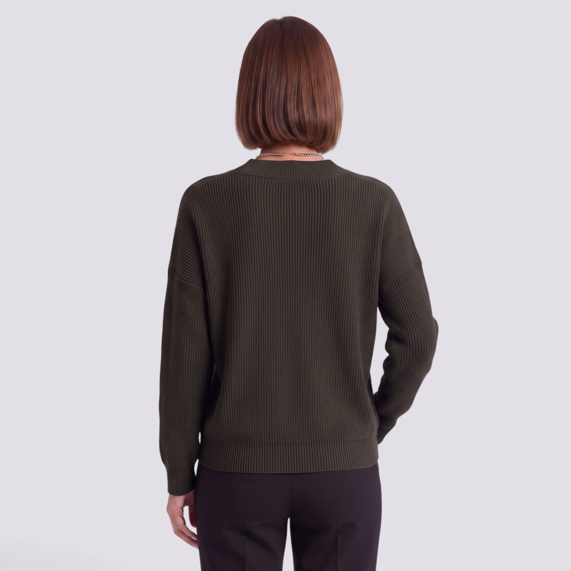 Jersey Mujer Cuello Pico Punto Holgado