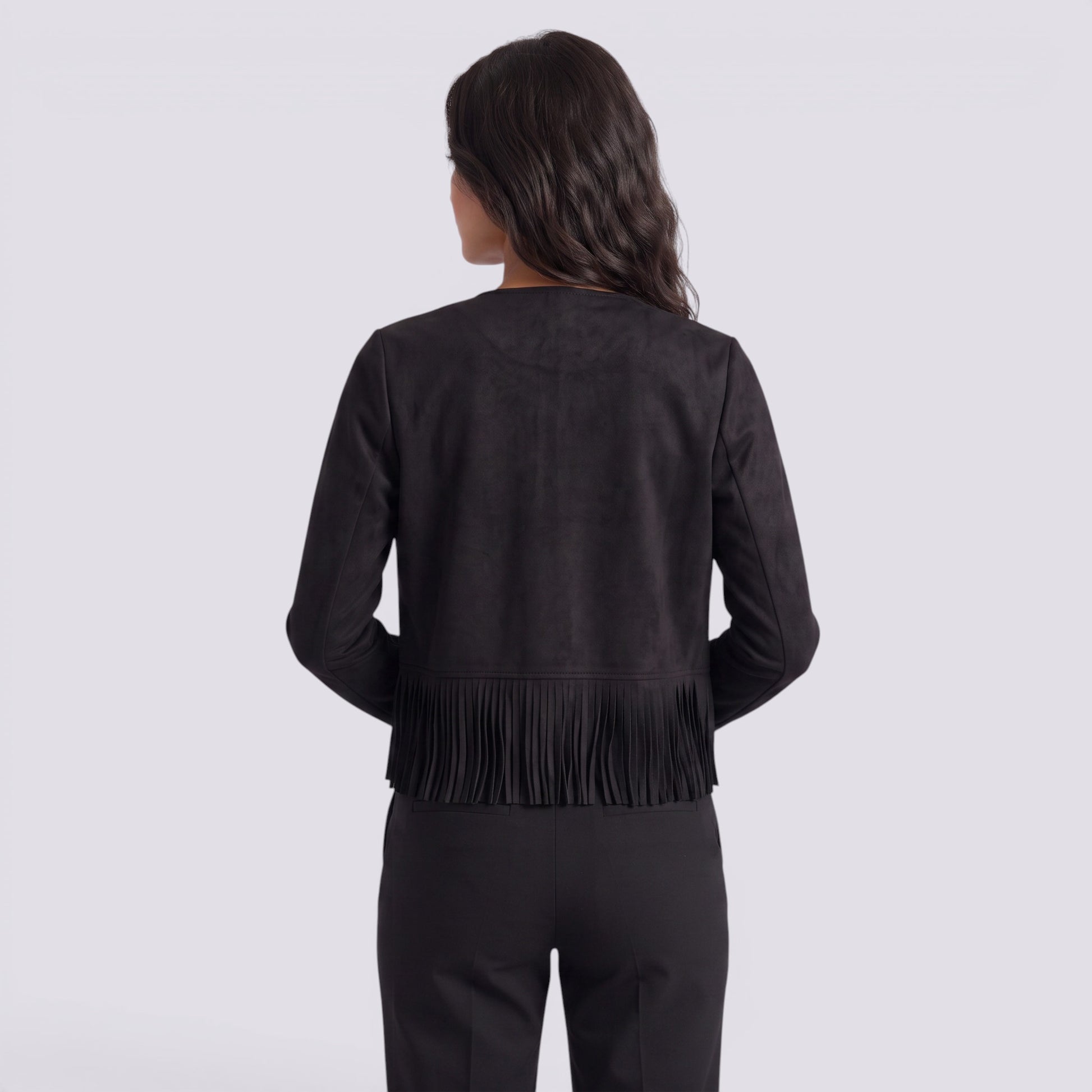 Chaqueta Mujer Corto de Flecos y Tachuelas