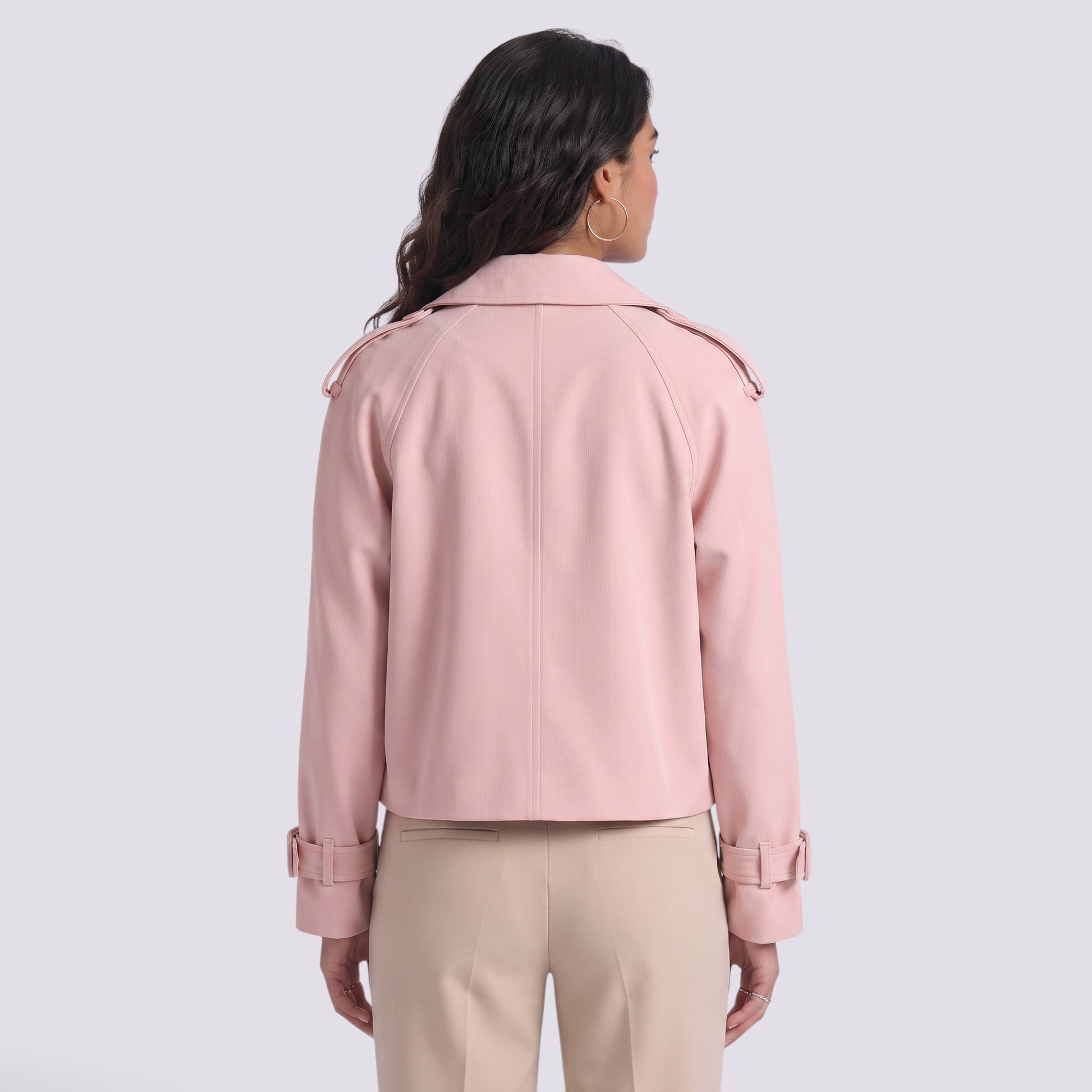 Chaqueta Mujer Estilo Gabardina Corta Doble Botonadura