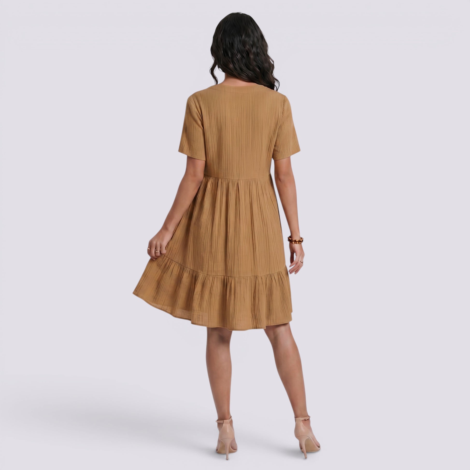 Vestido Corto Mujer Verano Cuello Pico Boho