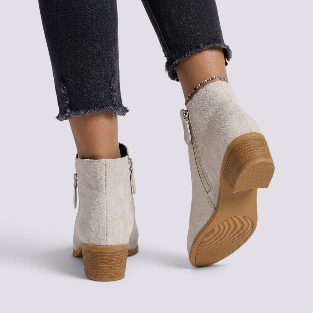 Botines Mujer Tacón Grueso Cremallera Lateral