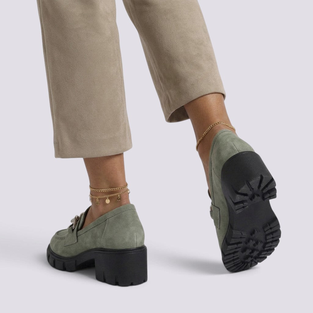 Mocasines Mujer con Tacón y Cadena