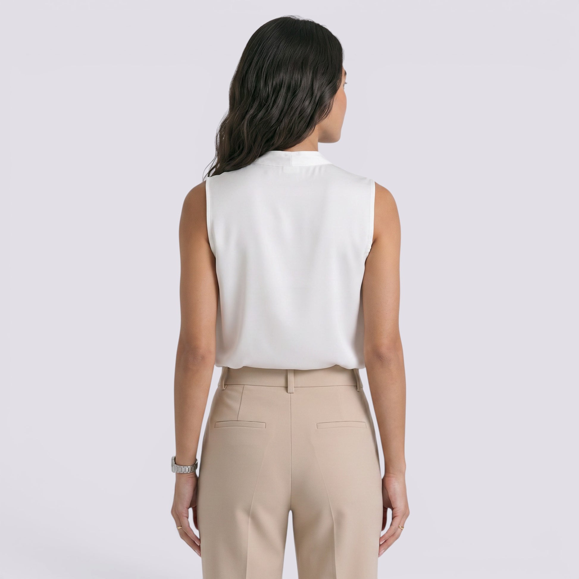 Top Satinado Mujer Cuello Sin Mangas