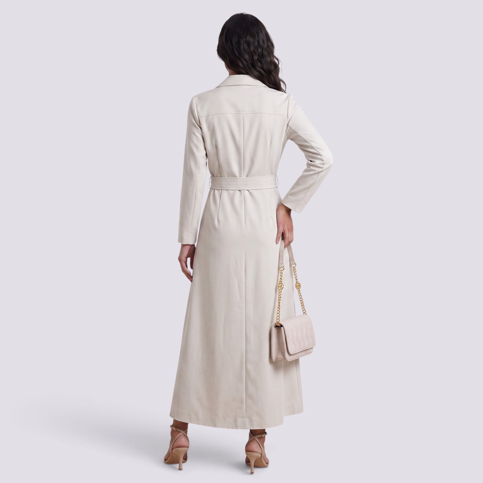 Vestido Largo Tipo Blazer para Mujer Solapa Entallado