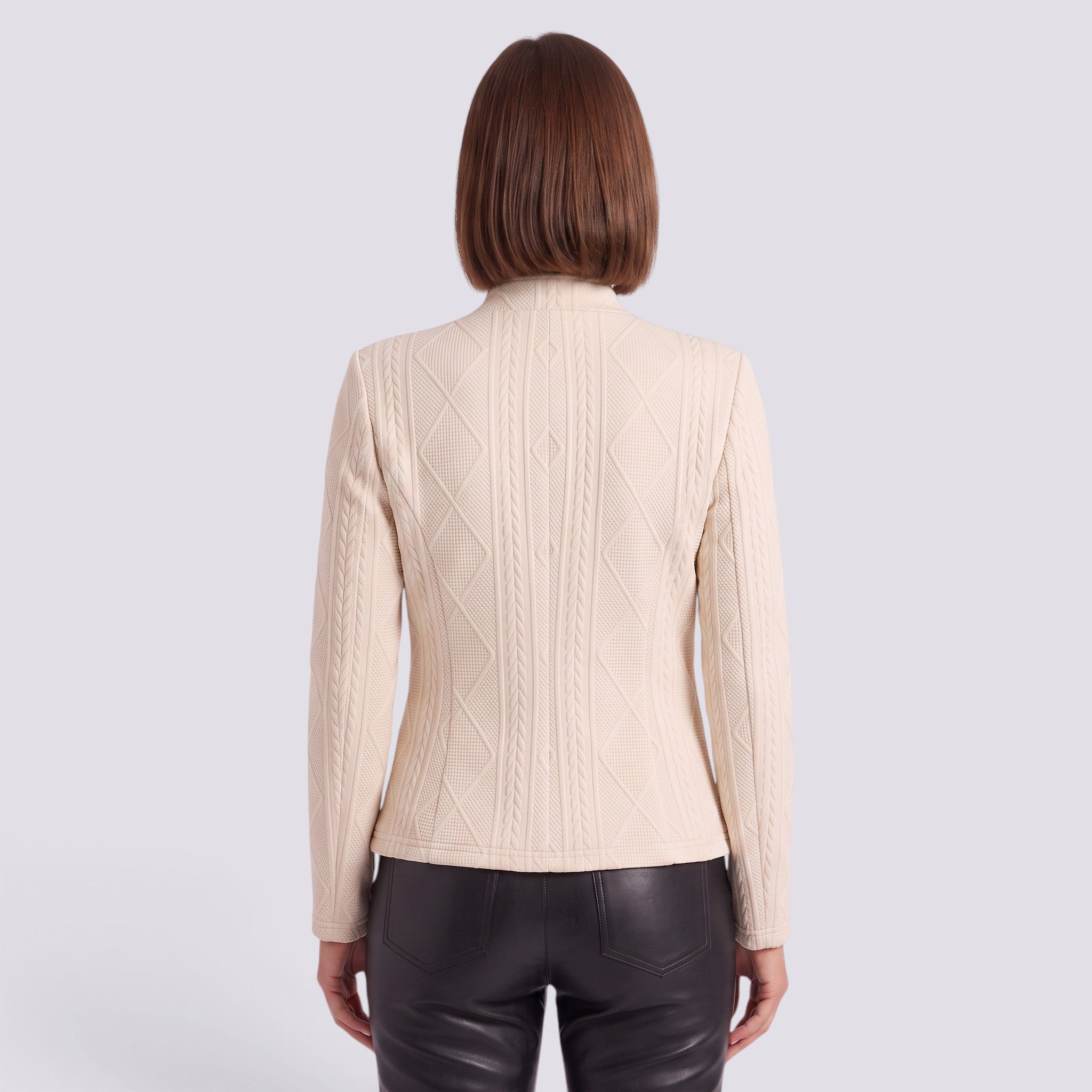 Blazer Mujer Entallado Cuello Mao Elegante Larga