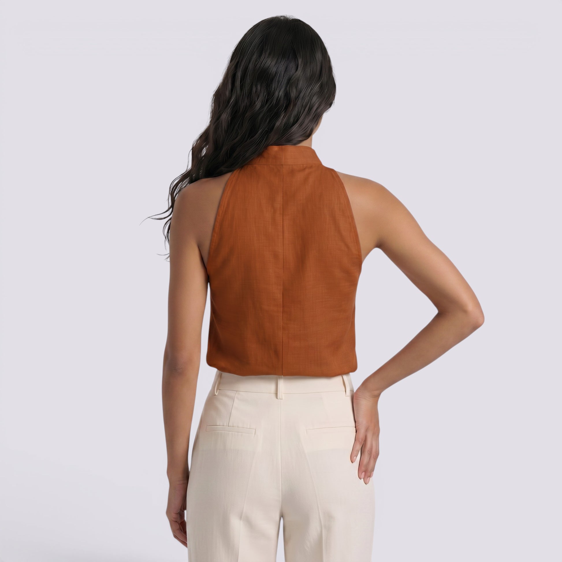Camiseta Sin Mangas Mujer Cuello Alto Elegante