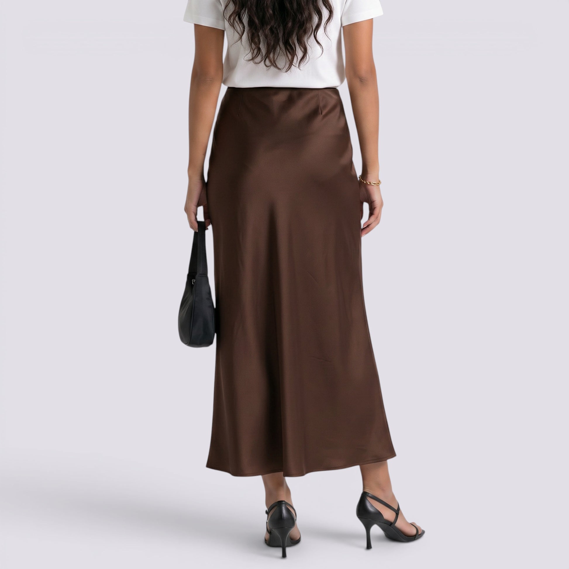 Falda Larga Satinada Mujer Elegante