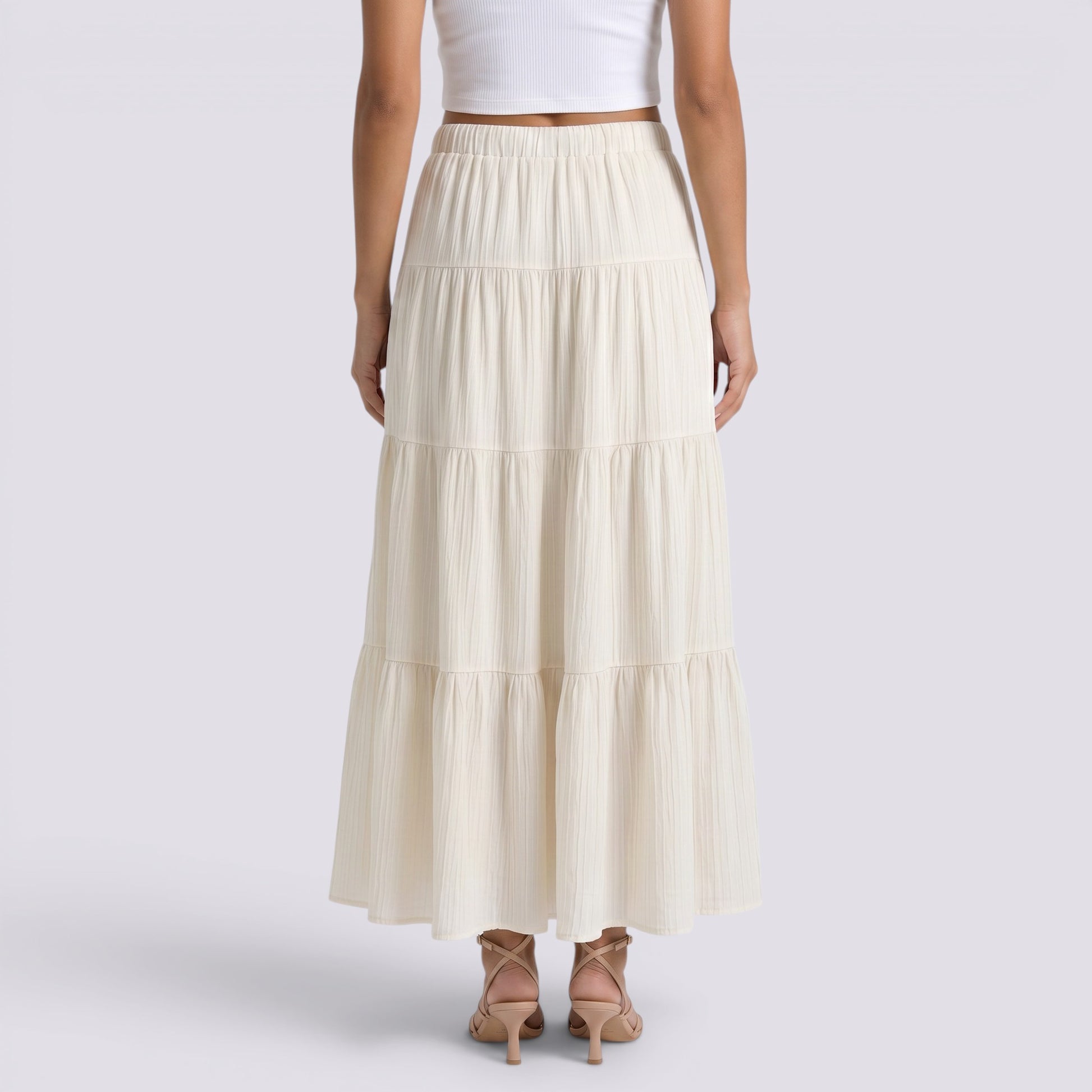 Falda Midi Mujer Cintura Alta Elegante Verano