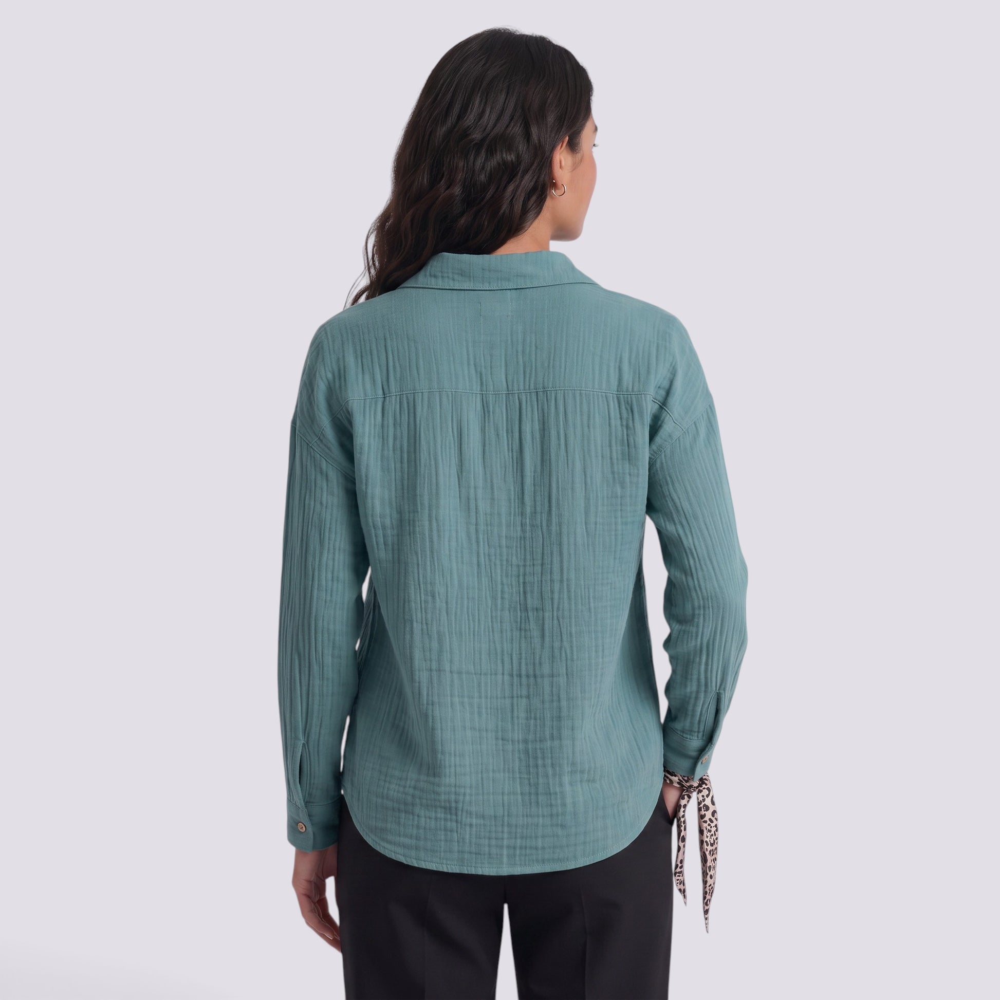Camisa Mujer Plisada Cuello Solapa
