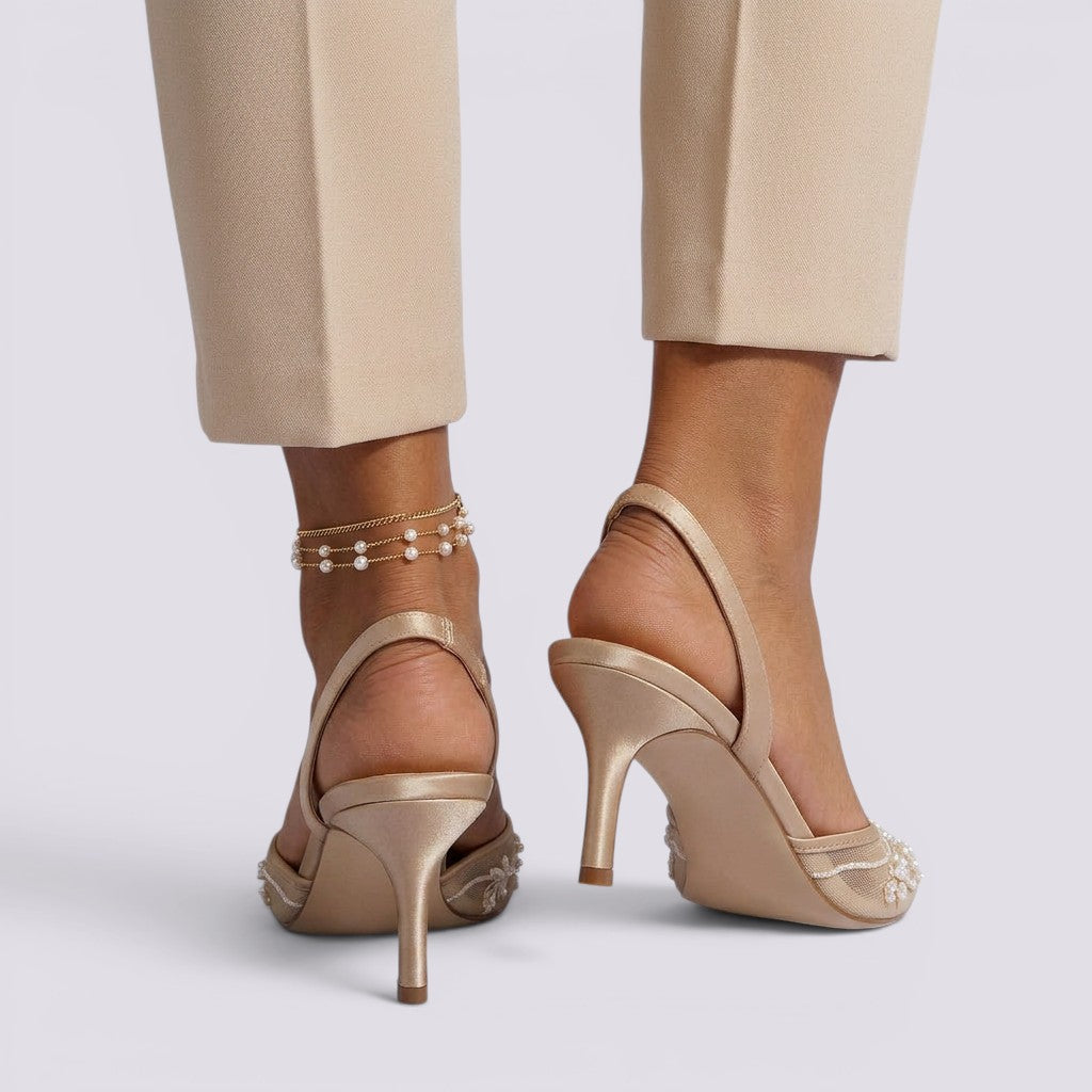 Sandalias Tacón Mujer Bordadas Eleganta