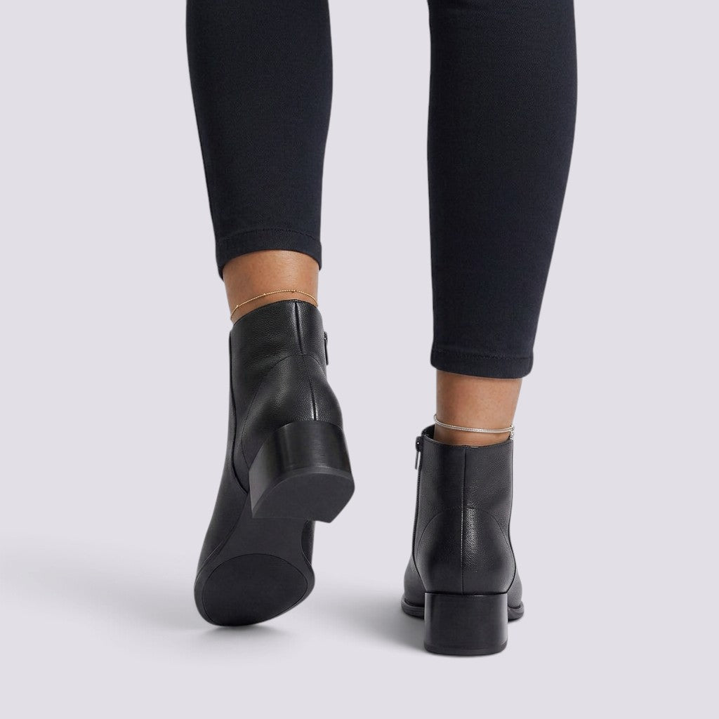 Botines Mujer Piel Tacón Medio Punta Redonda