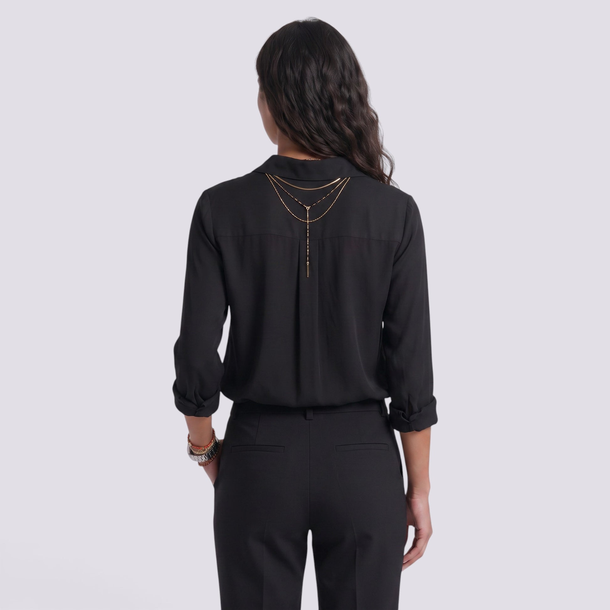 Camisa Mujer Manga Larga Escote V Botonada