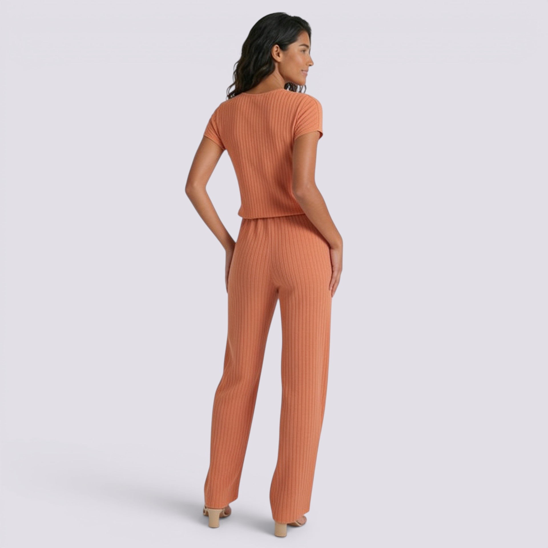 Conjunto Punto Canalé Mujer Pantalón Ancho