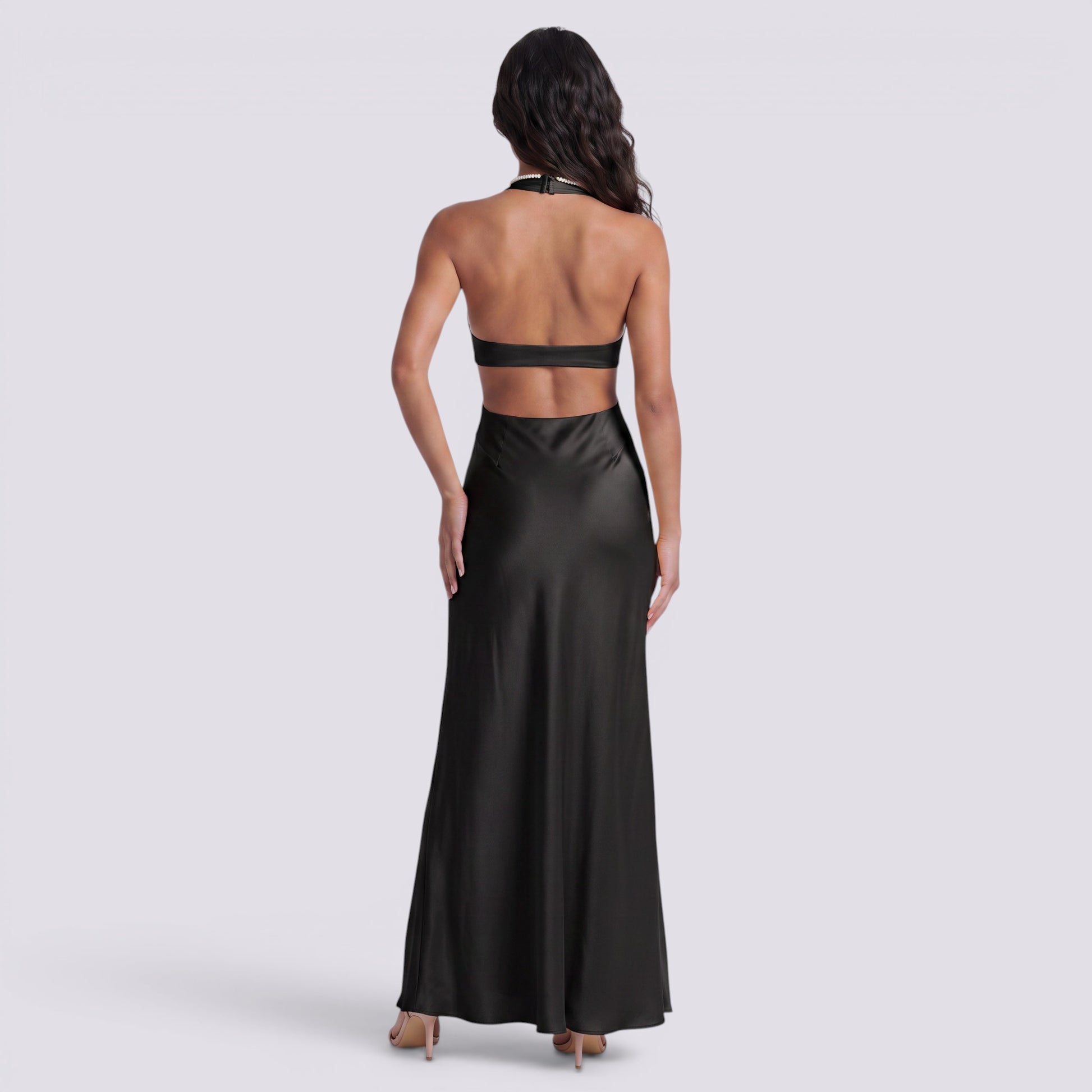 Vestido Largo Mujer Halter de Fiesta Abertura