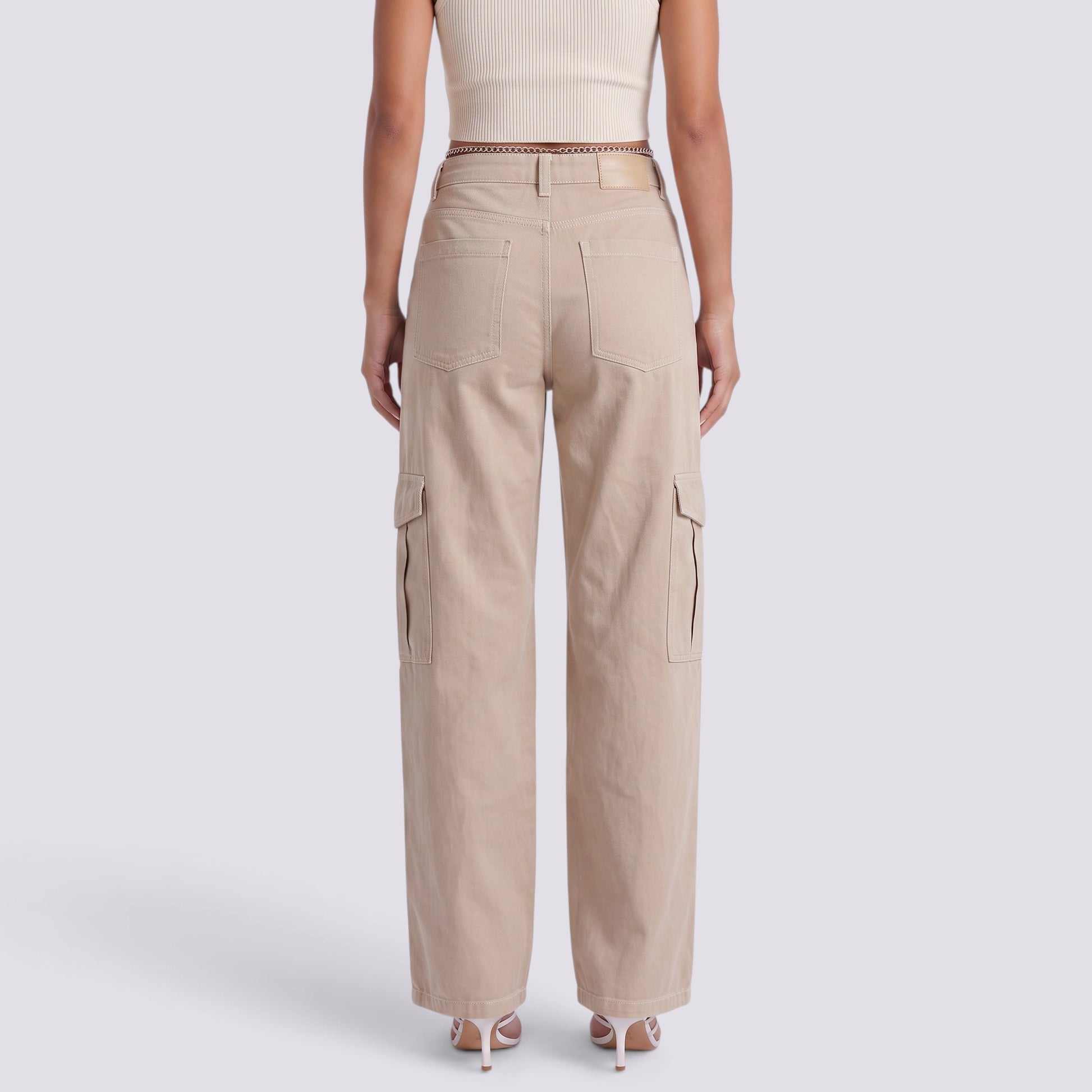 Pantalones Cargo Mujer Tiro Alto Multibolsillos
