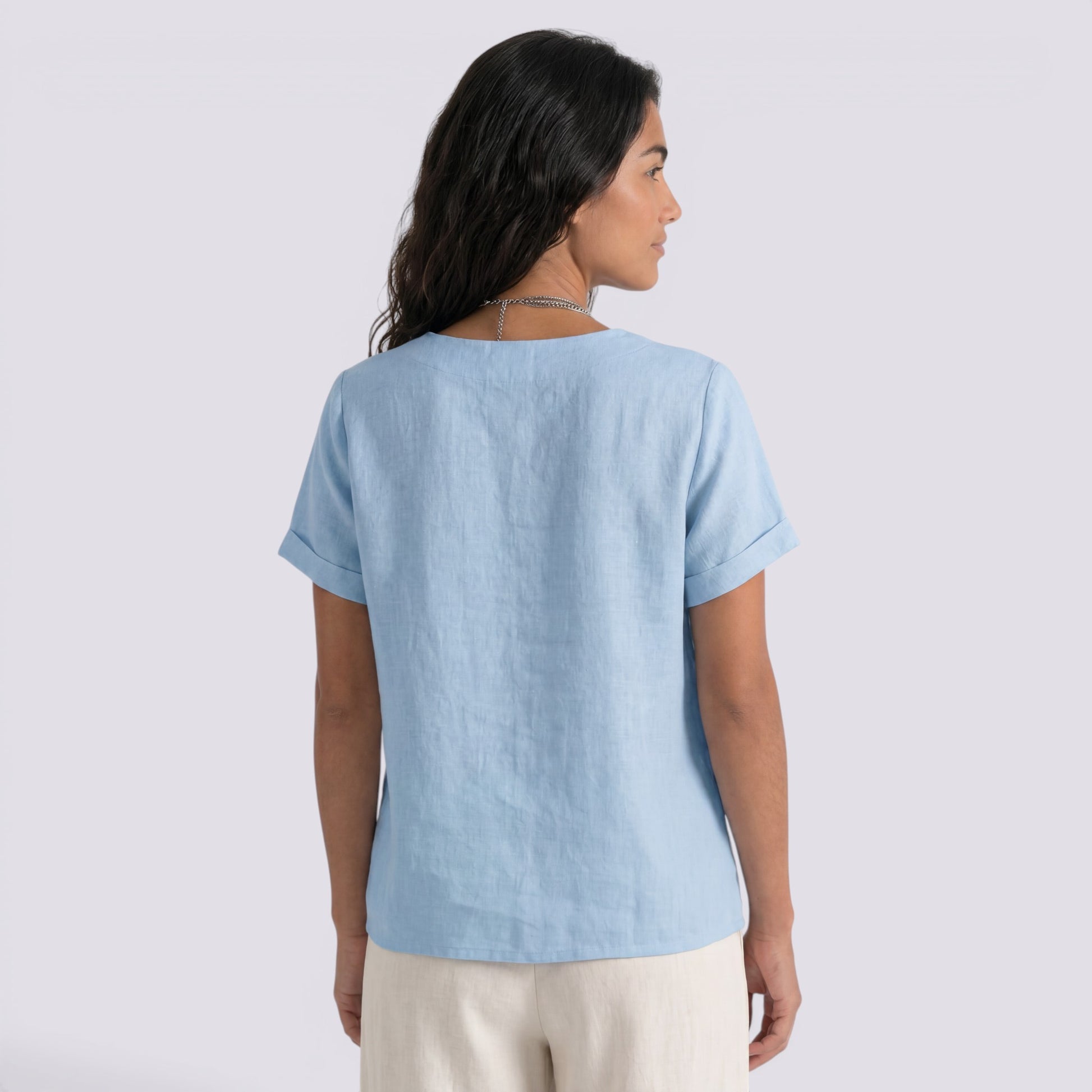 Blusa Lino Mujer Verano Corta