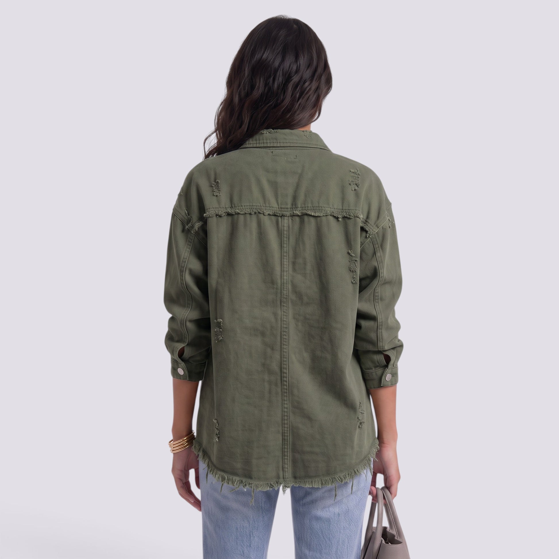 Chaqueta Vaquera Mujer Efecto Rota Deshilachada