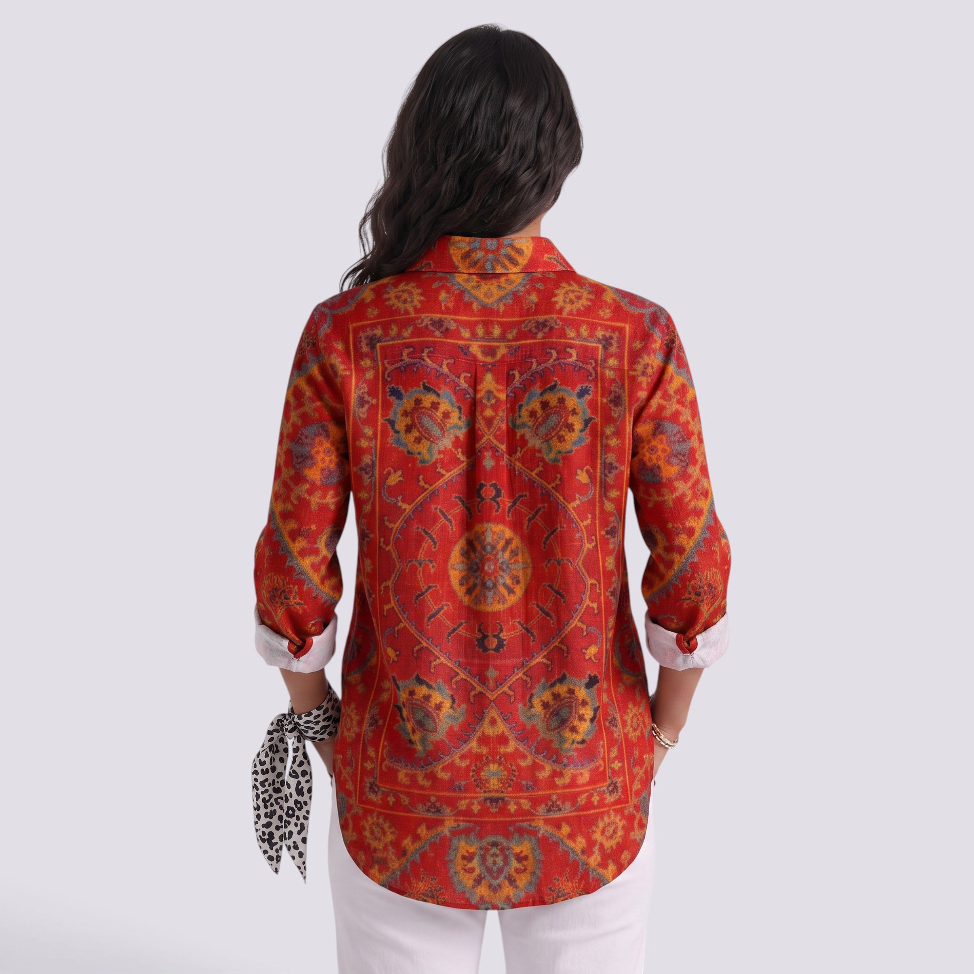 Camisa Mujer Holgada Botones Bicolor