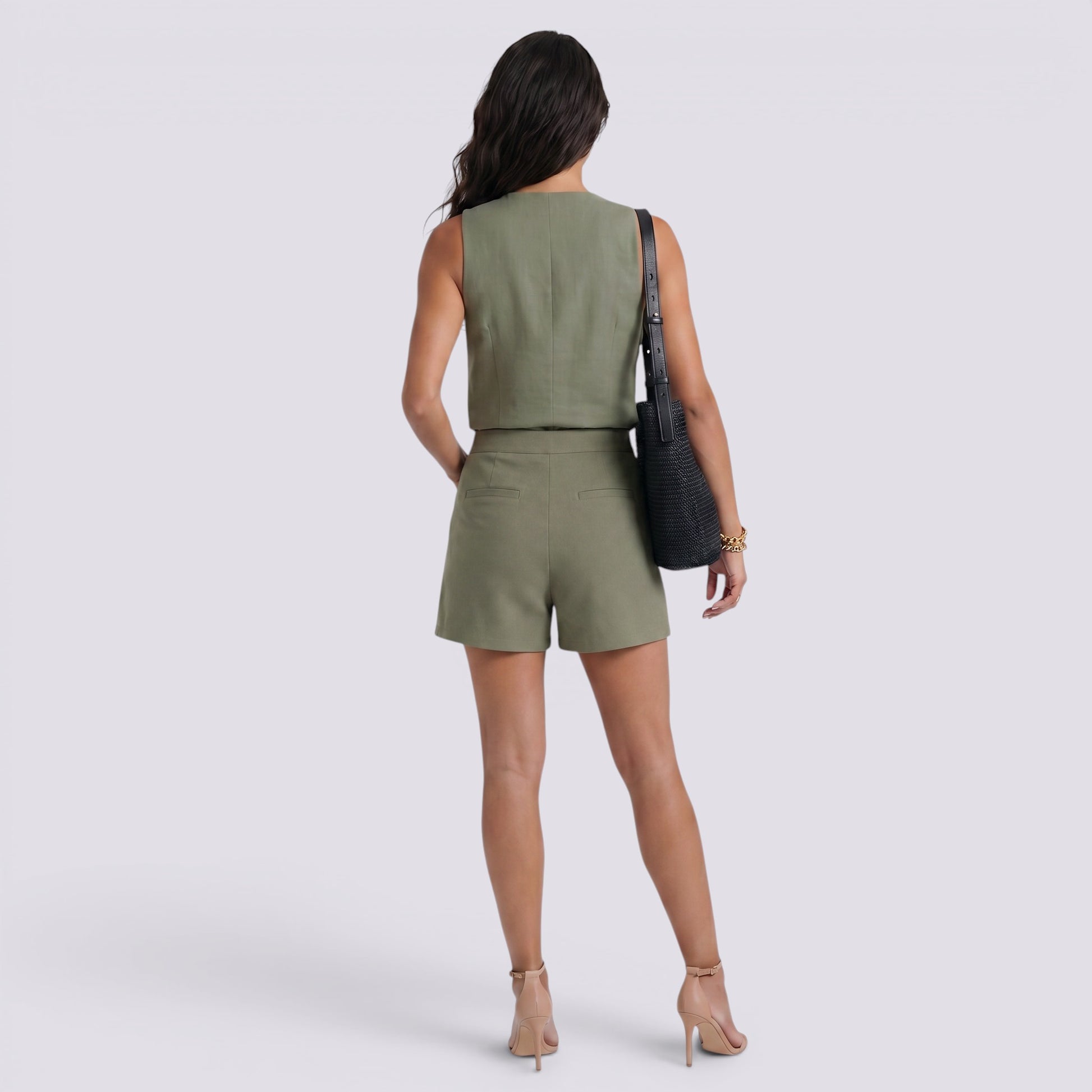 Conjunto Chaleco y Shorts Mujer Elegante