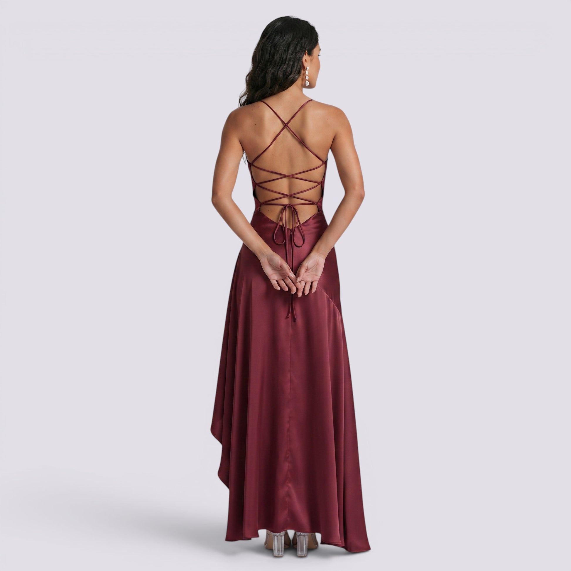 Vestido Largo Fiesta Mujer Satinado Descubierta