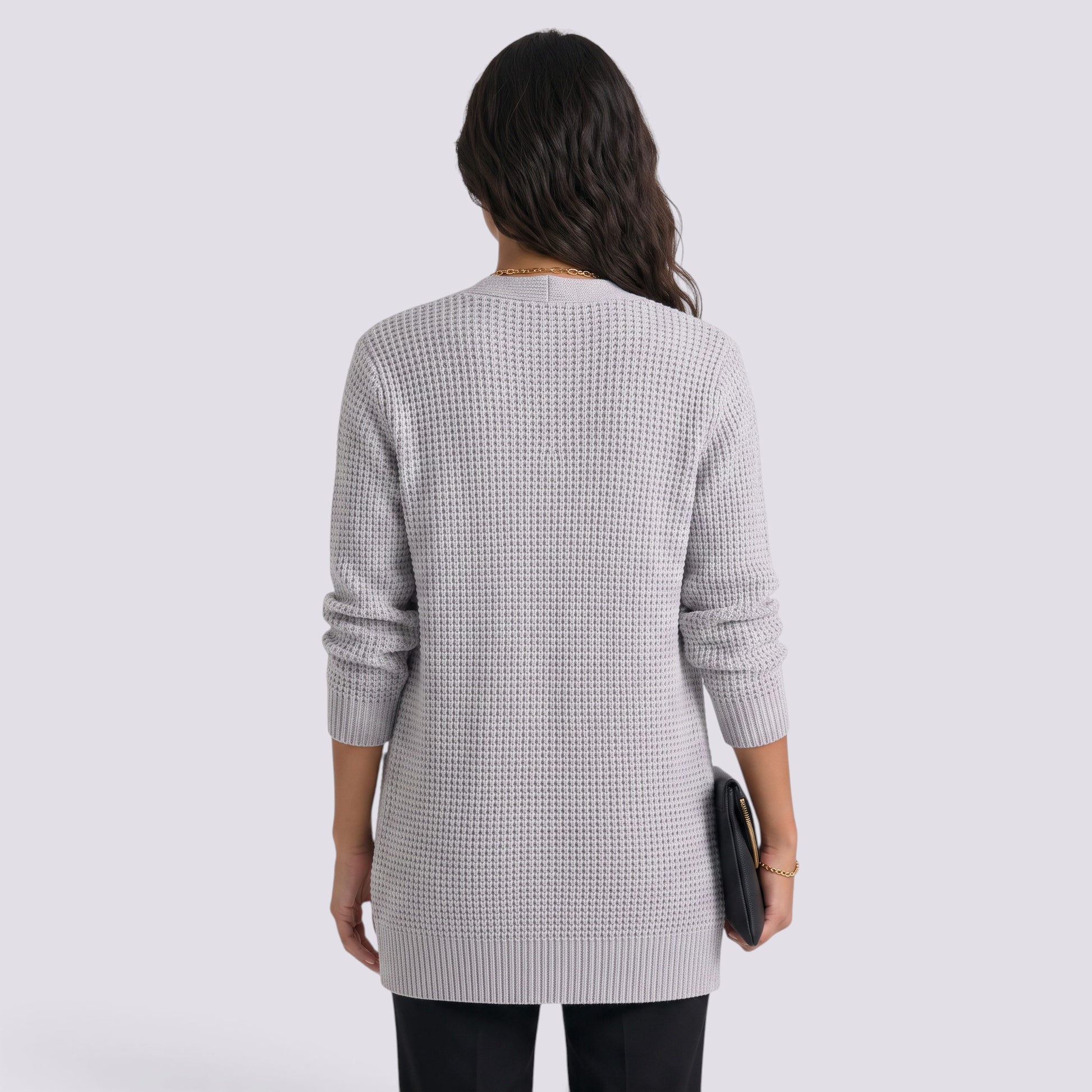 Chaqueta de Punto Mujer Larga con Bolsillos