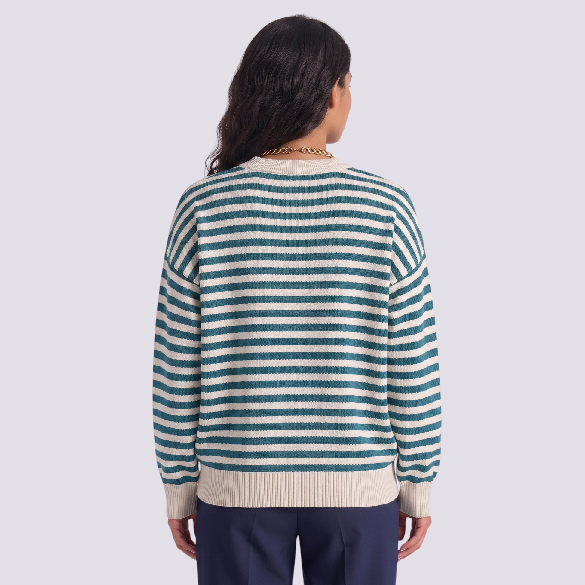 Jersey Mujer Punto Rayas Bicolor